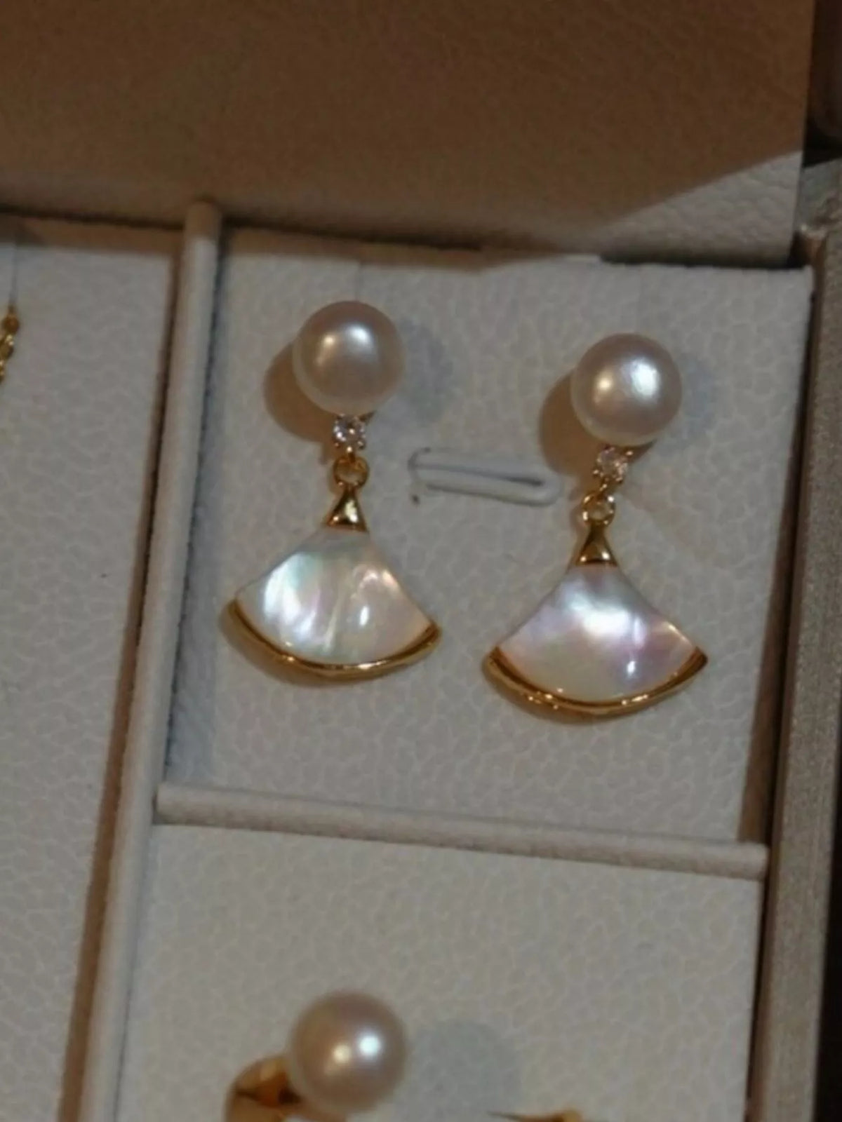 Fan-Shaped Pearl Drop Earrings