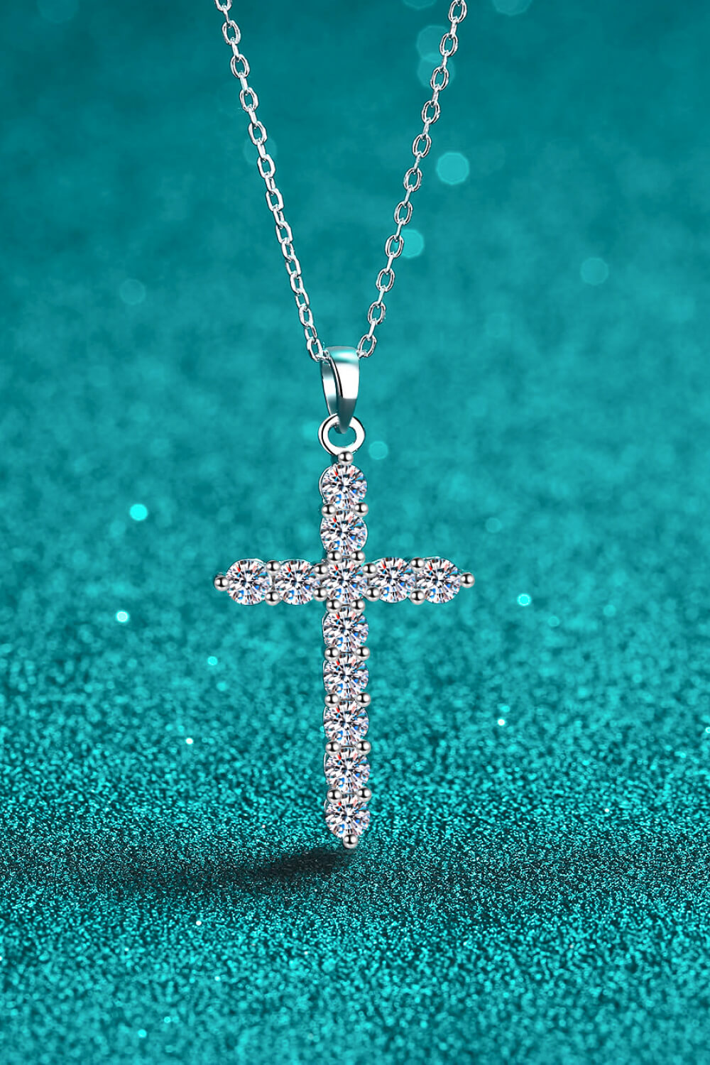 Adored 925 Sterling Silver Cross Moissanite Necklace - Lilixa.store