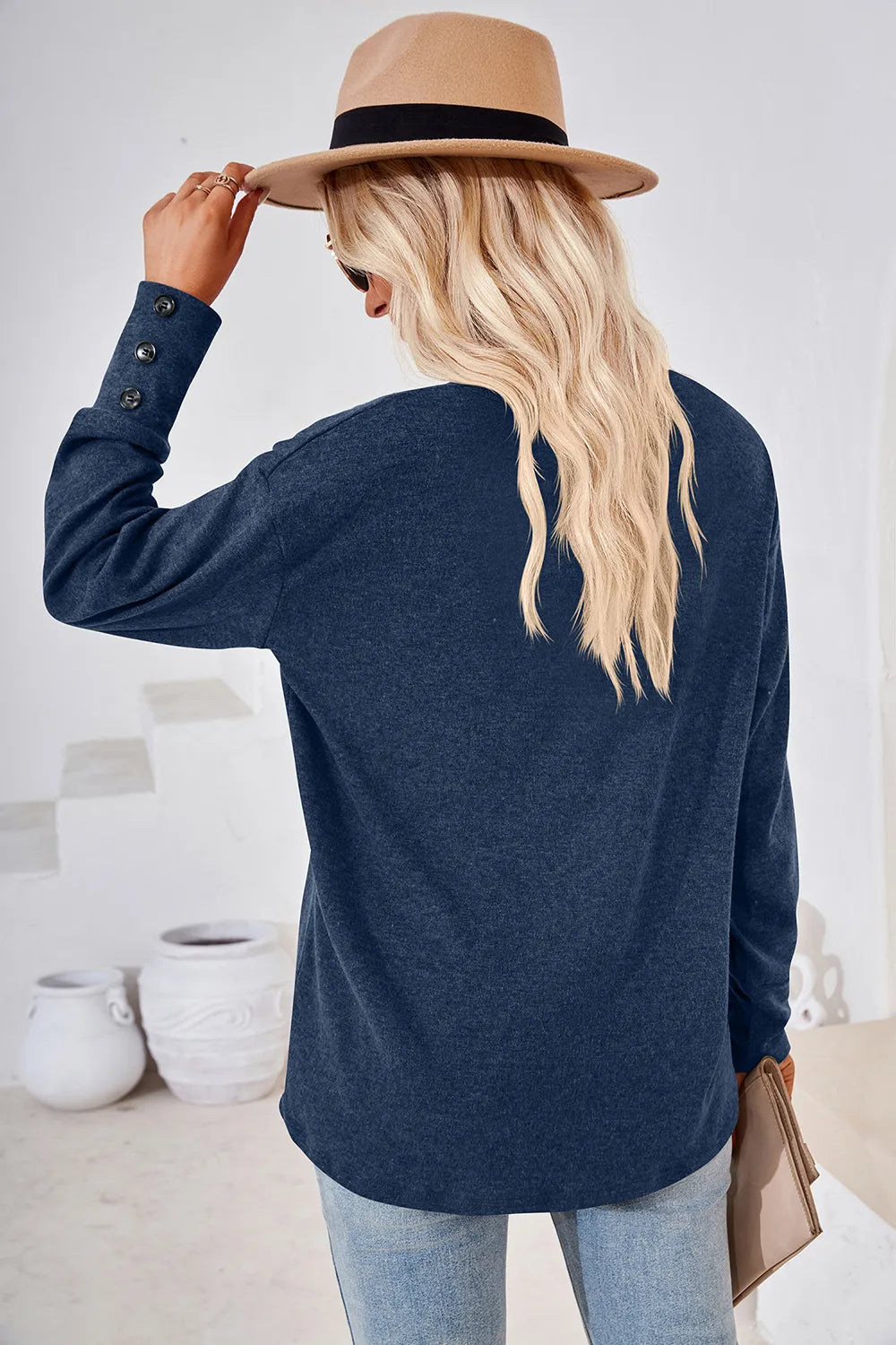 V-Neck Dropped Shoulder T-Shirt - Lilixa.store