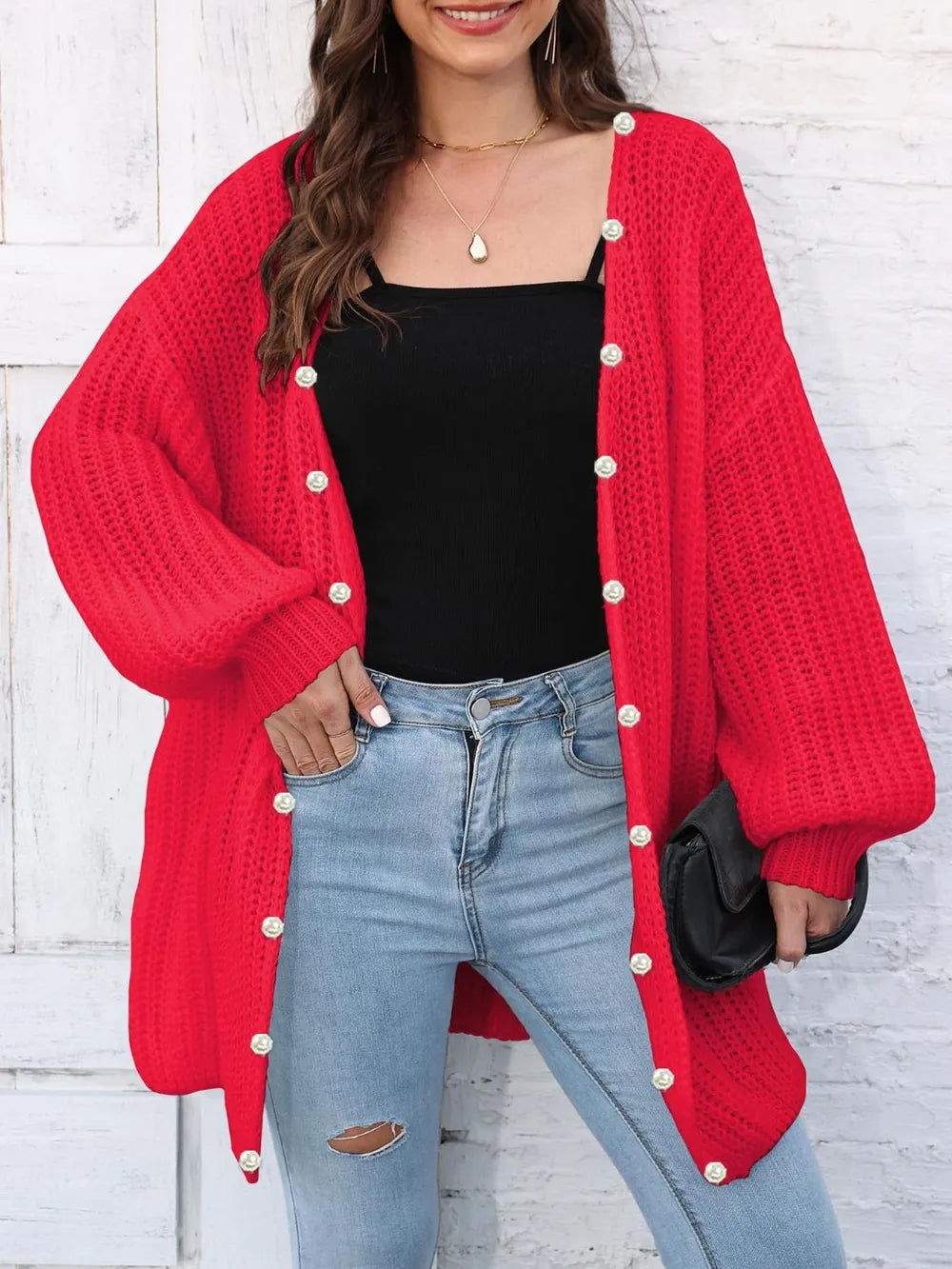 Open Front Long Sleeve Cardigan - Lilixa.store