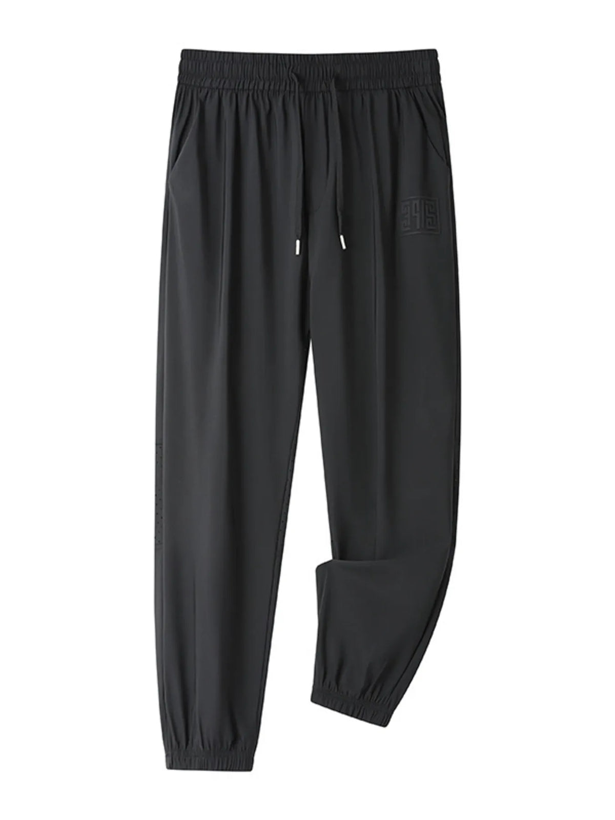 Men's Plus Size Casual Drawstring Pants in Black