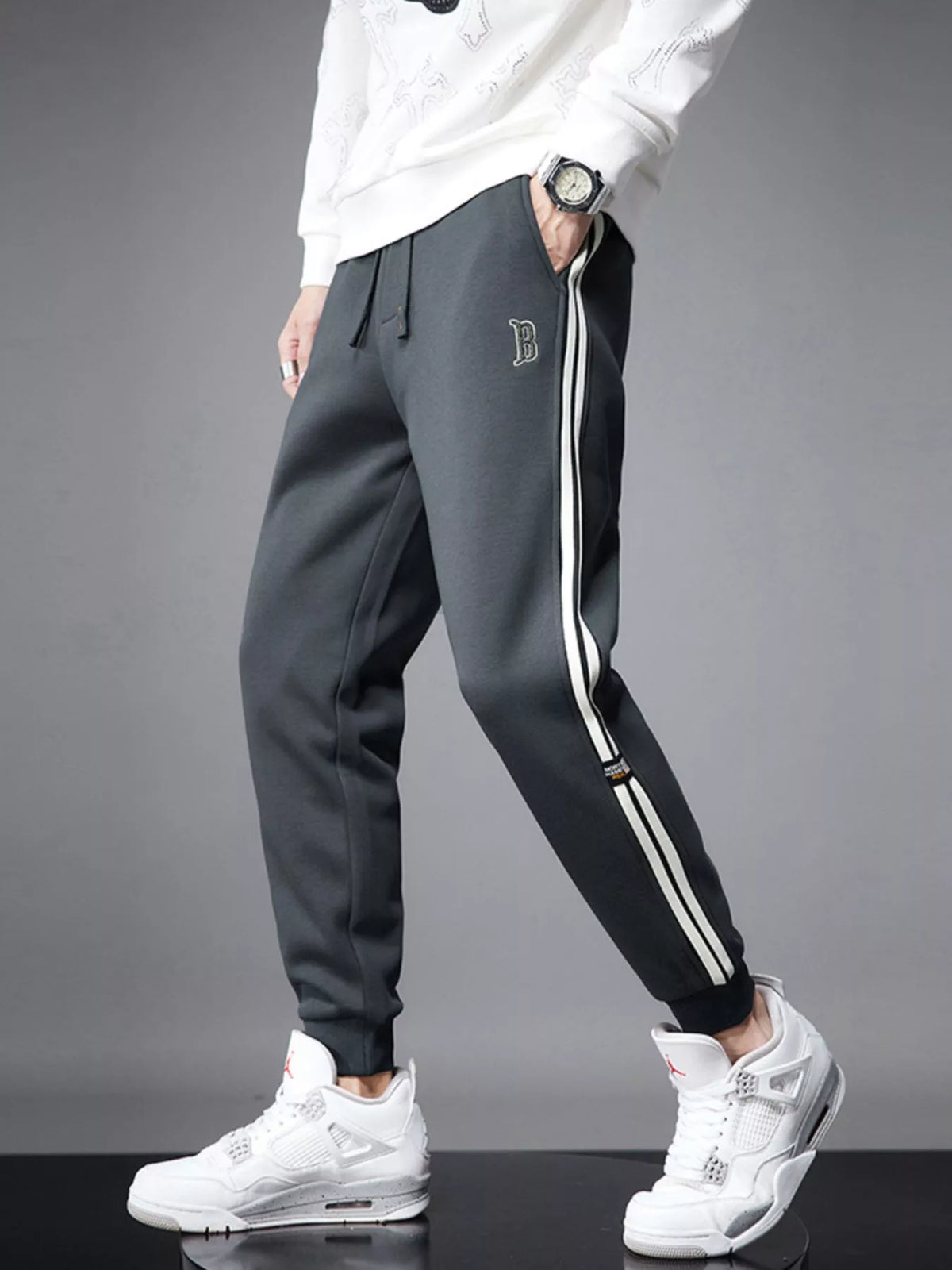 Men's Casual Striped Joggers, view 5