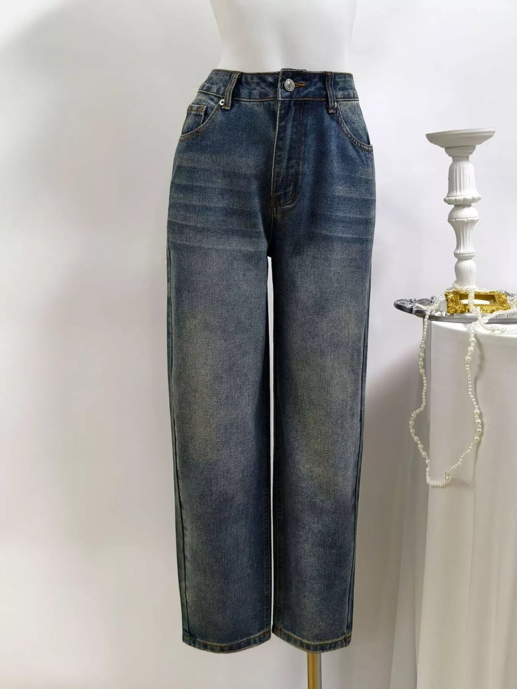 High-Waisted Straight Leg Jeans - Lilixa.store