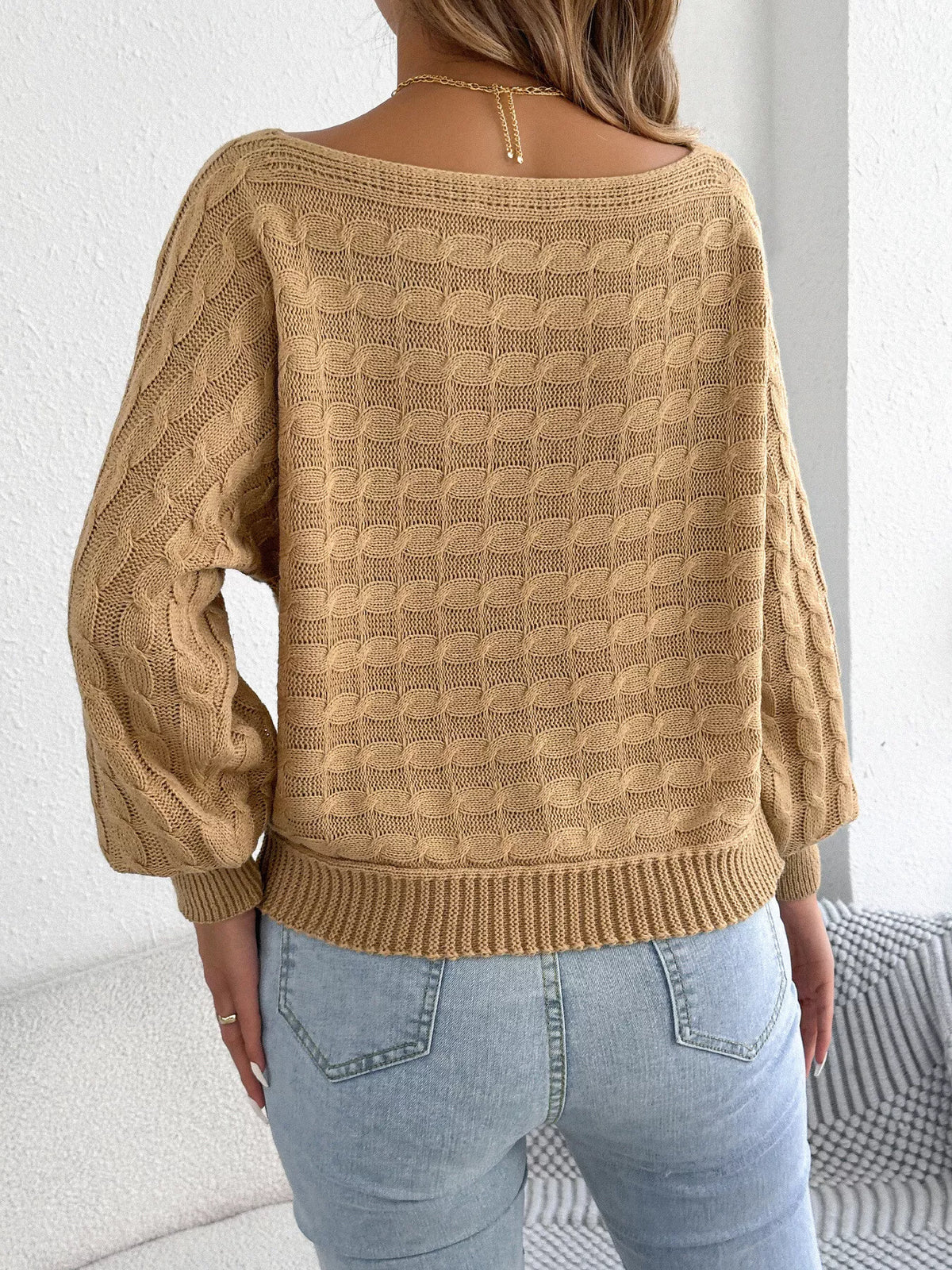 Cable Knit Boat Neck Sweater