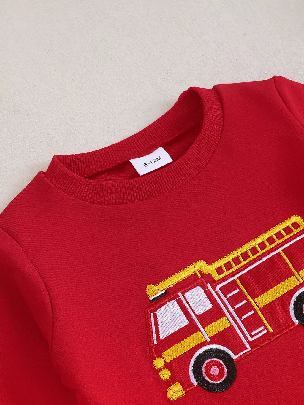 Children's Fire Truck Embroidered Top and Pants Set - Lilixa.store
