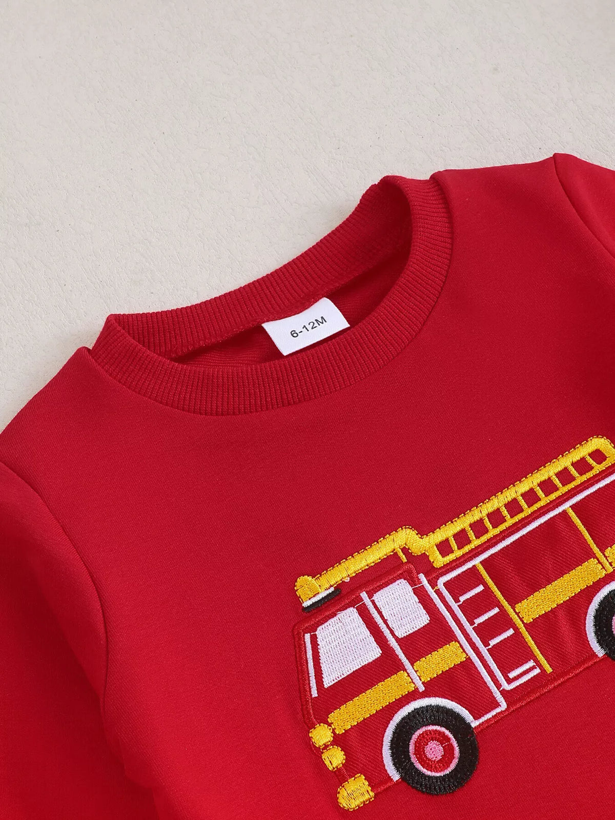 Children's Fire Truck Embroidered Top and Pants Set - Lilixa.store