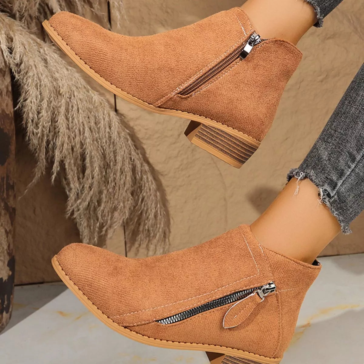 Point Toe Block Heels Boots - Lilixa.store