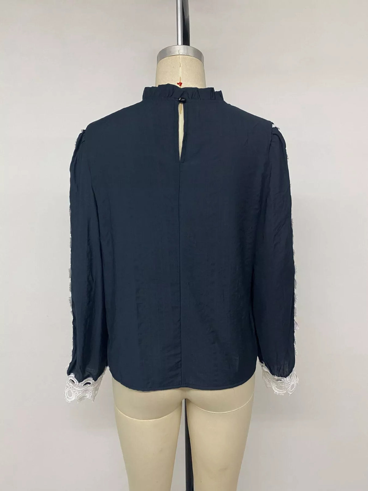 Lace Trim Long Sleeves Blouse - Lilixa.store