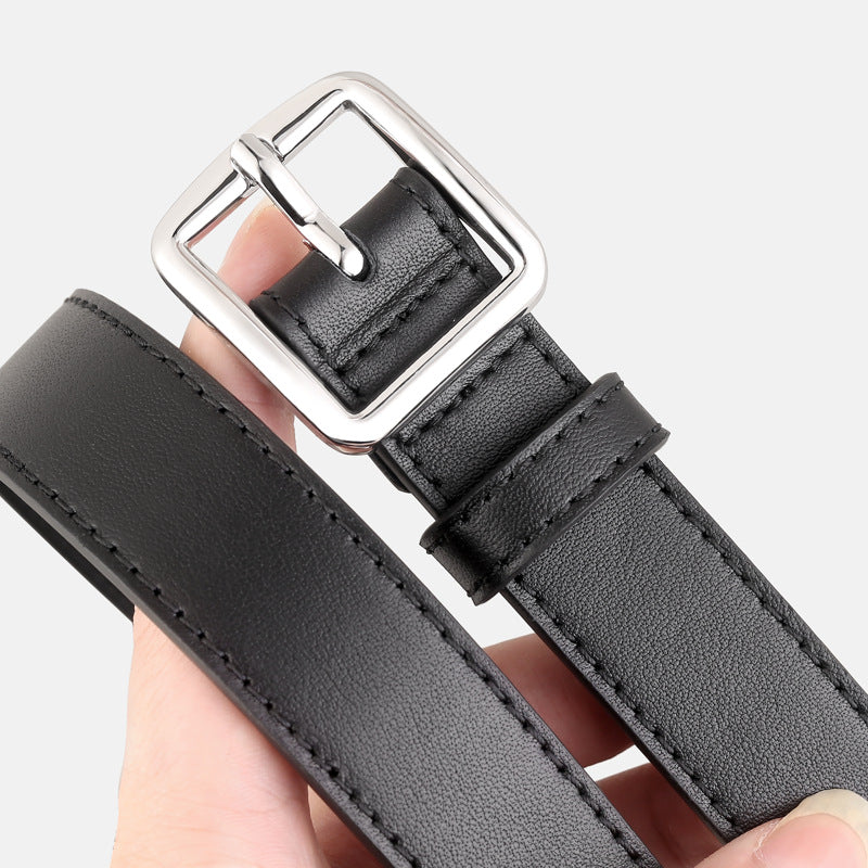 Leather Belt with Silver Buckle - Lilixa.store