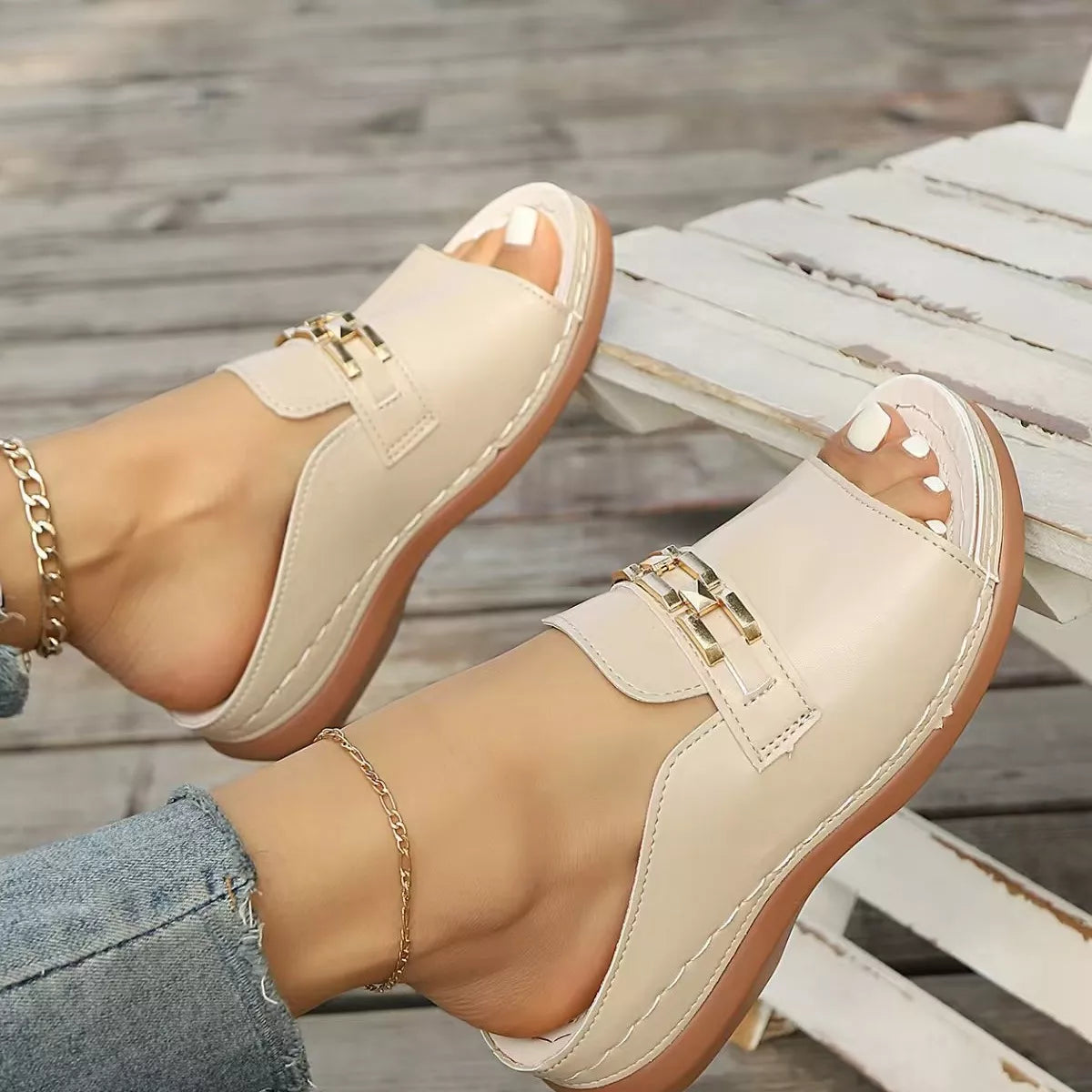 Peep Toe Wedge Sandals