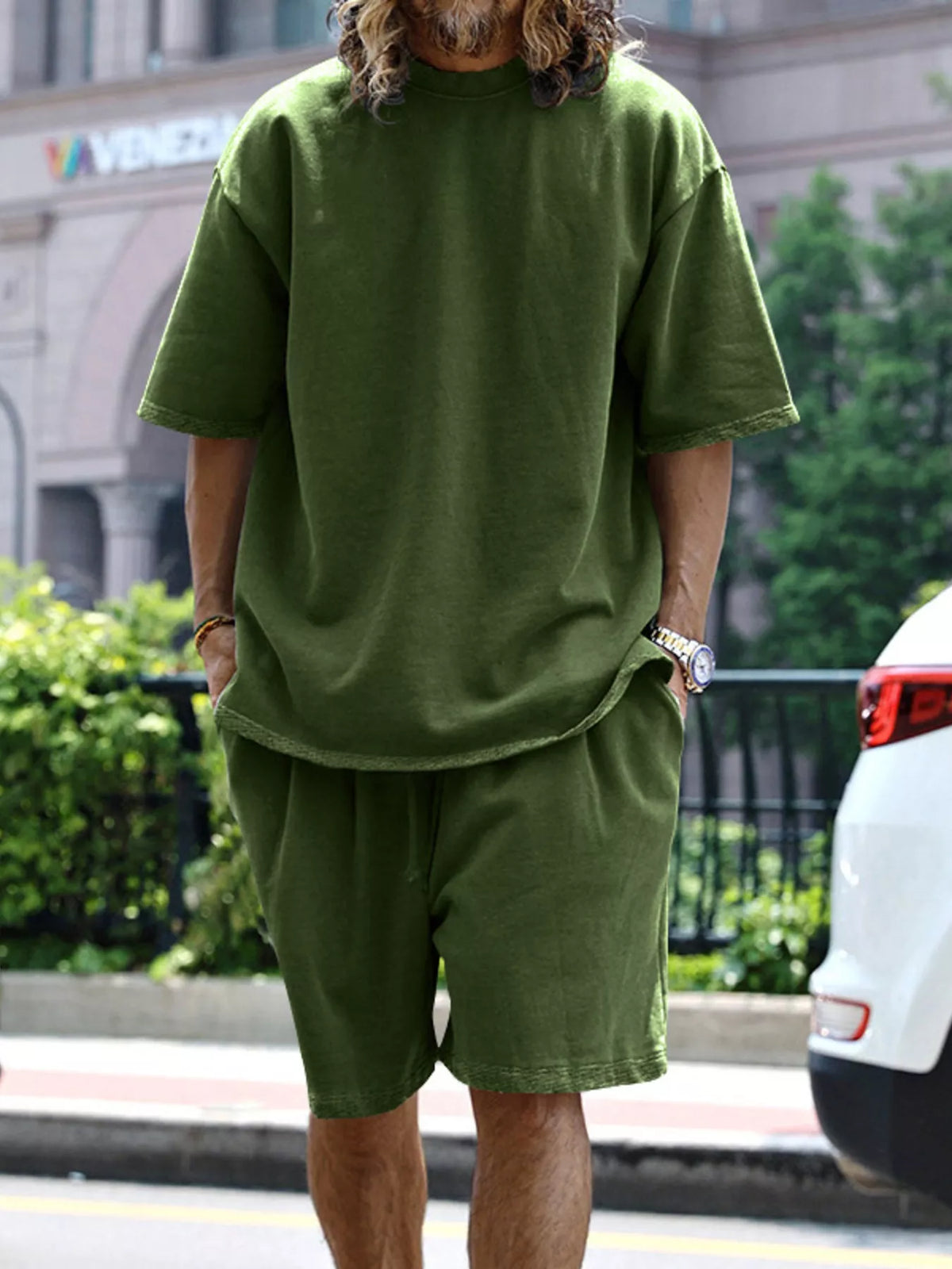 Men's Full Size Relaxed Fit T-Shirt & Shorts Set Plus Size - Lilixa.store