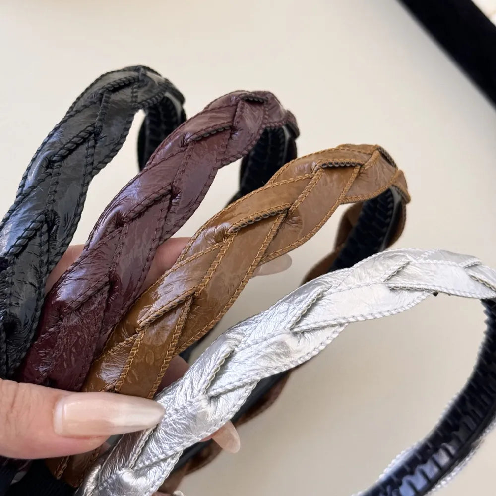 PU Leather Braided Hair Headband, view 3