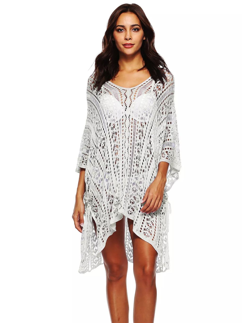 Crochet Knit V-Neck Cover-Up - Lilixa.store