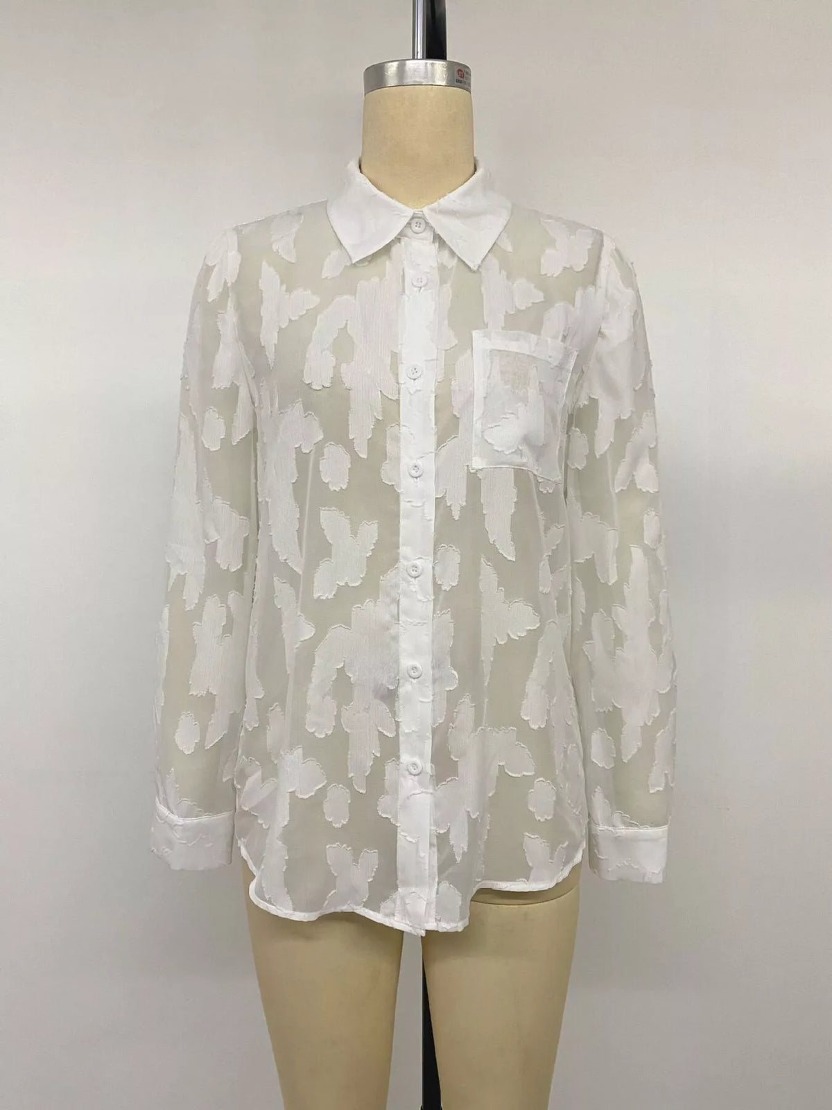 Sheer Button-Down Shirt - Lilixa.store