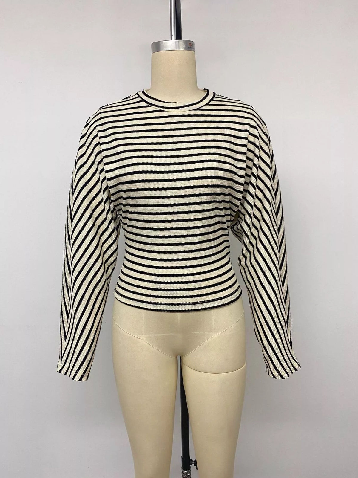 Striped Batwing Sleeve Crew Neck T-Shirt