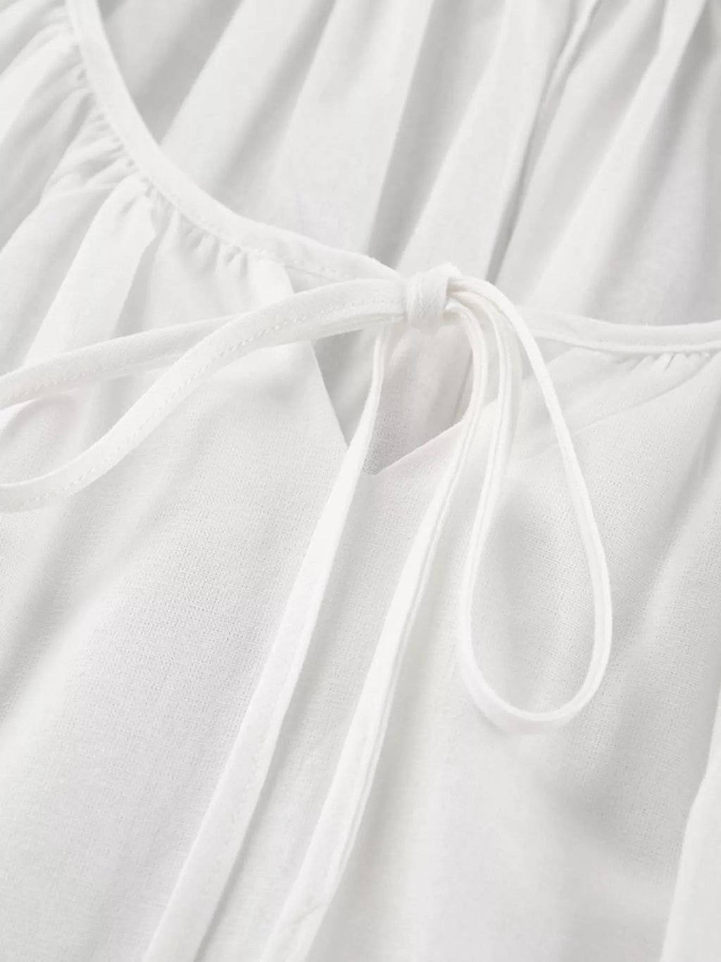 Tie Neck Puff Sleeve Lounge Dress - Lilixa.store