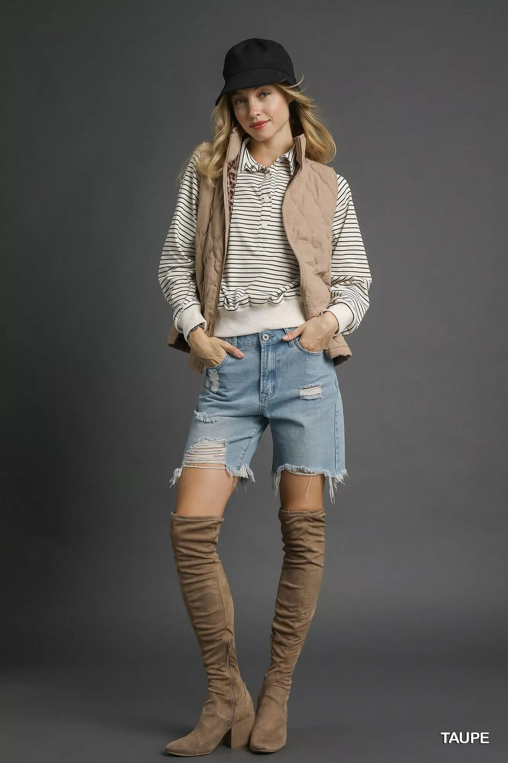 Umgee Quilted Zip-Up Vest - Lilixa.store