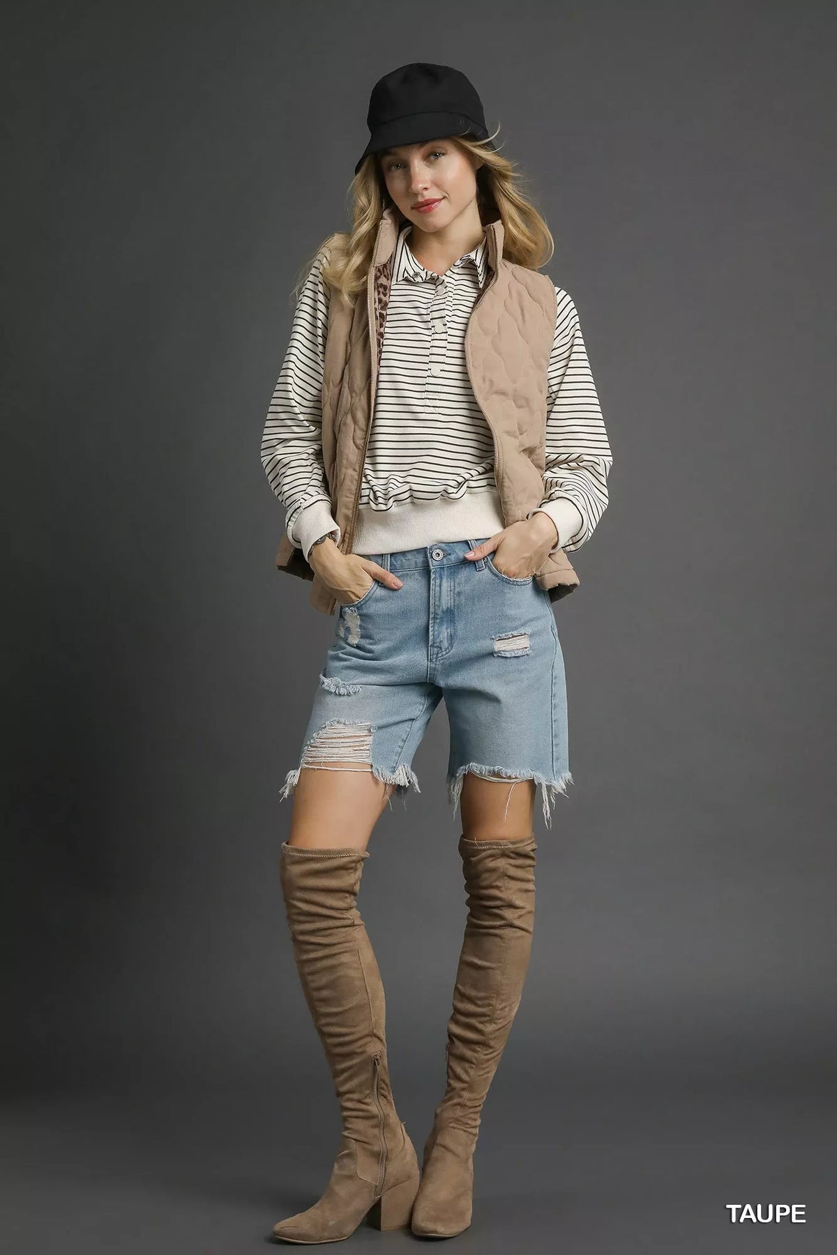 Umgee Quilted Zip-Up Vest - Lilixa.store