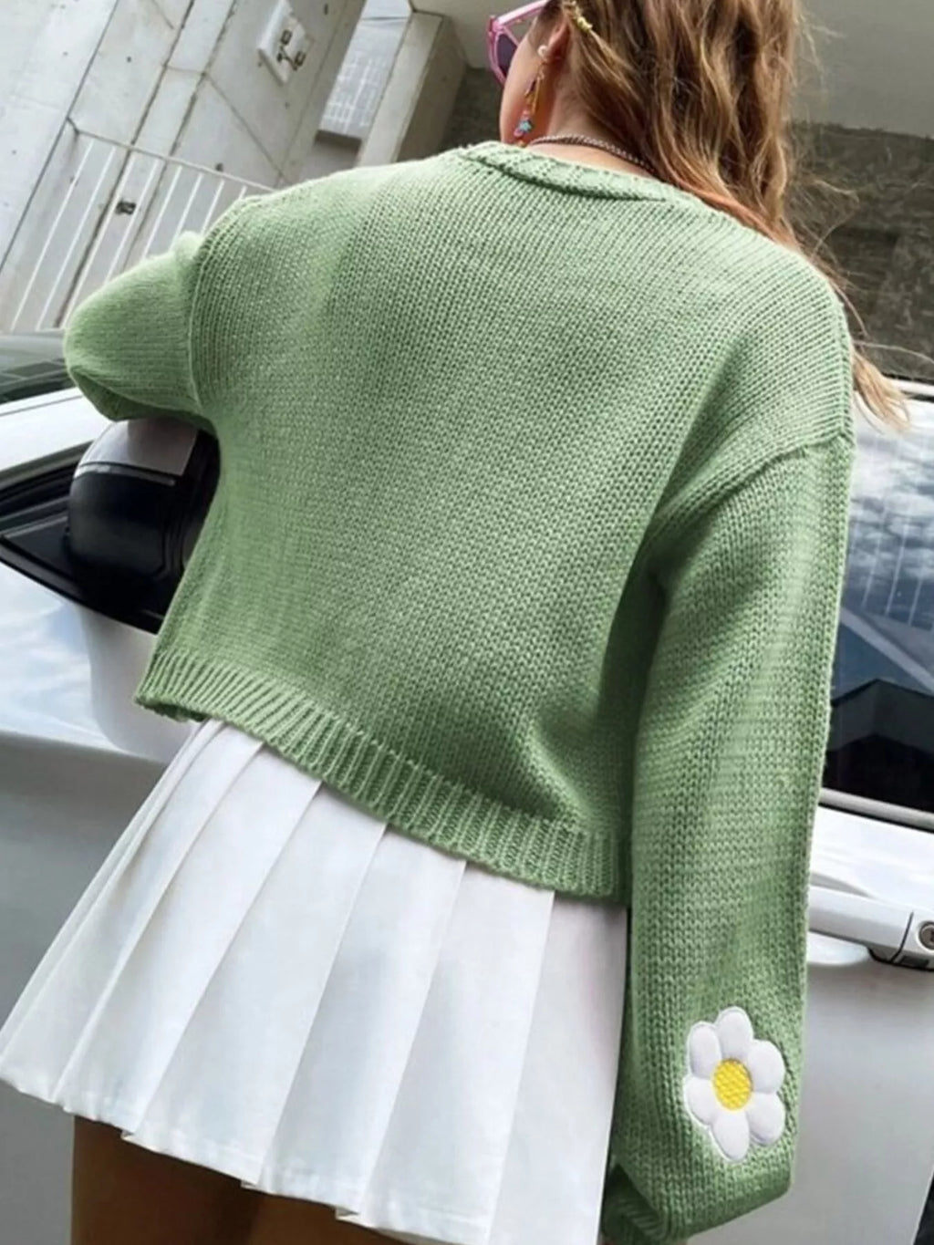 Floral Open Front Knit Cardigan - Lilixa.store