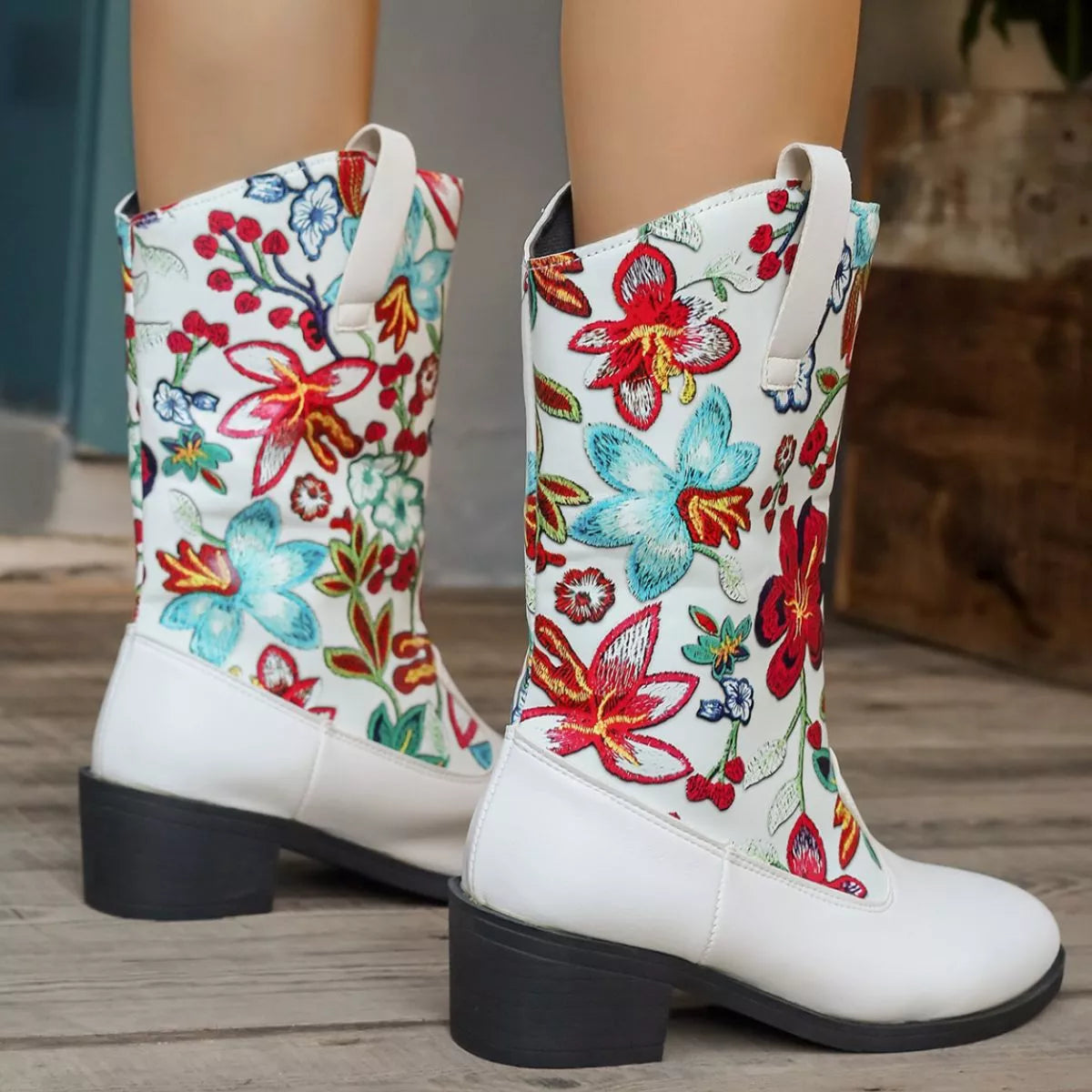 Floral Block Heel Boots, view 11
