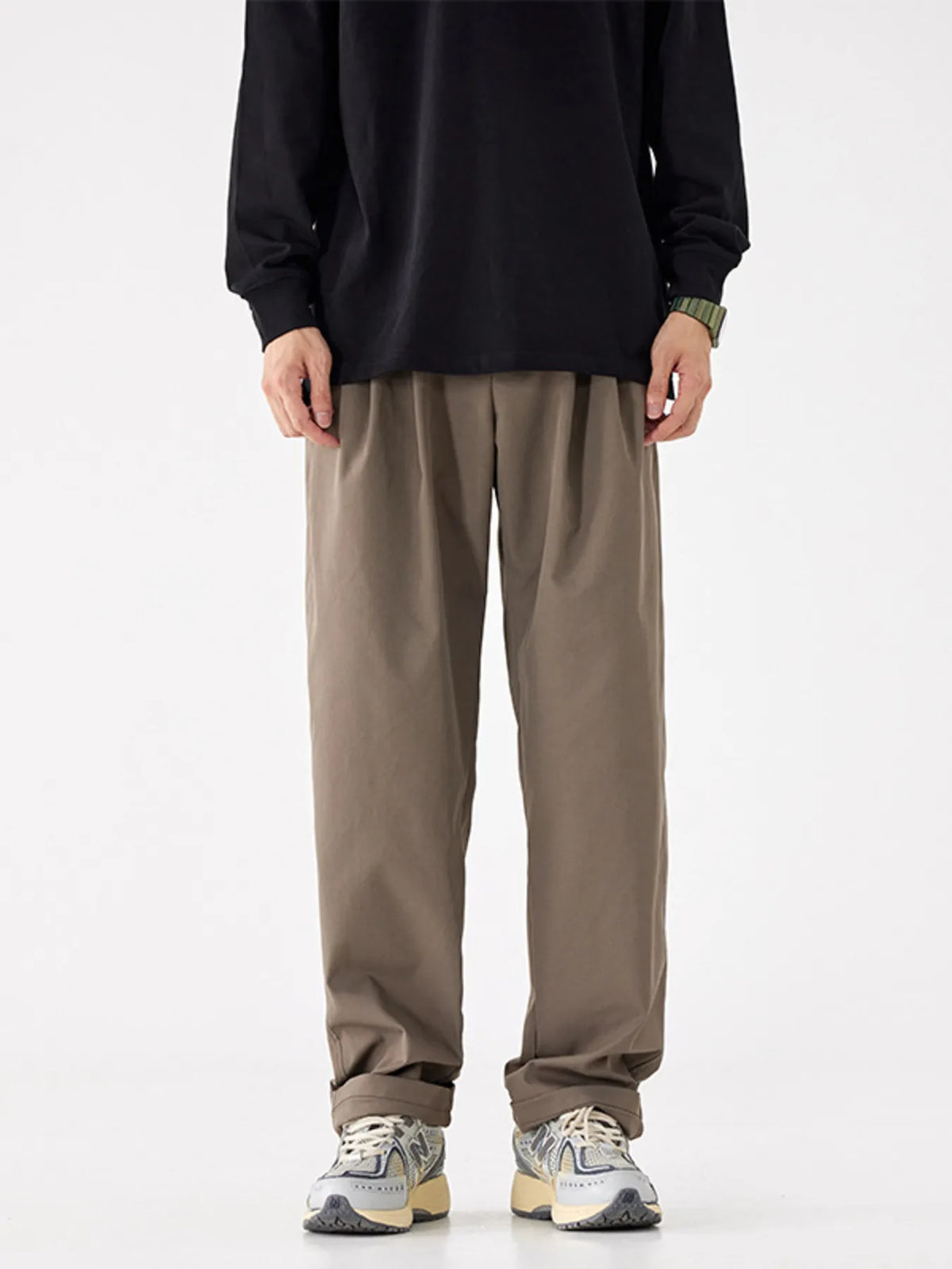 Men's Full Size Casual Relaxed Fit Sweatpants Plus Size in Light Brown