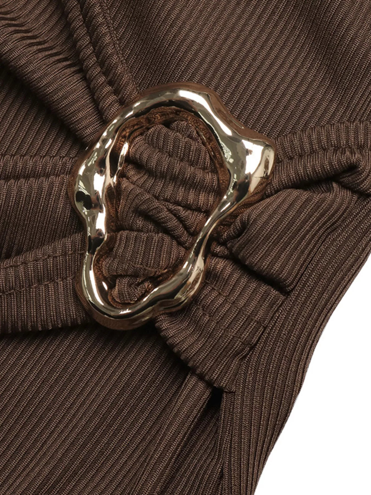Metal Buckle Detail Surplice T-Shirt - Lilixa.store