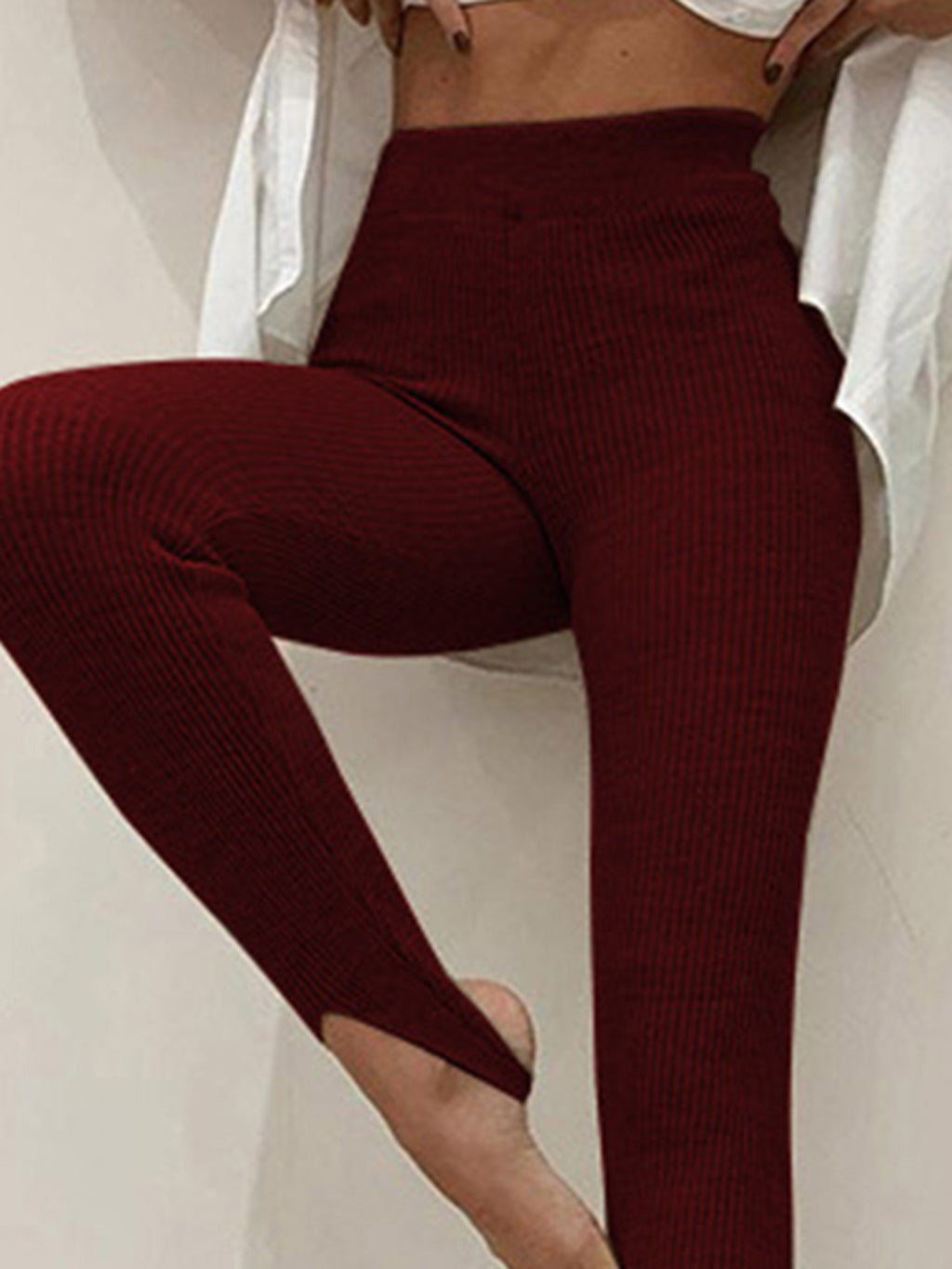 Ribbed Mid Waist Leggings - Lilixa.store