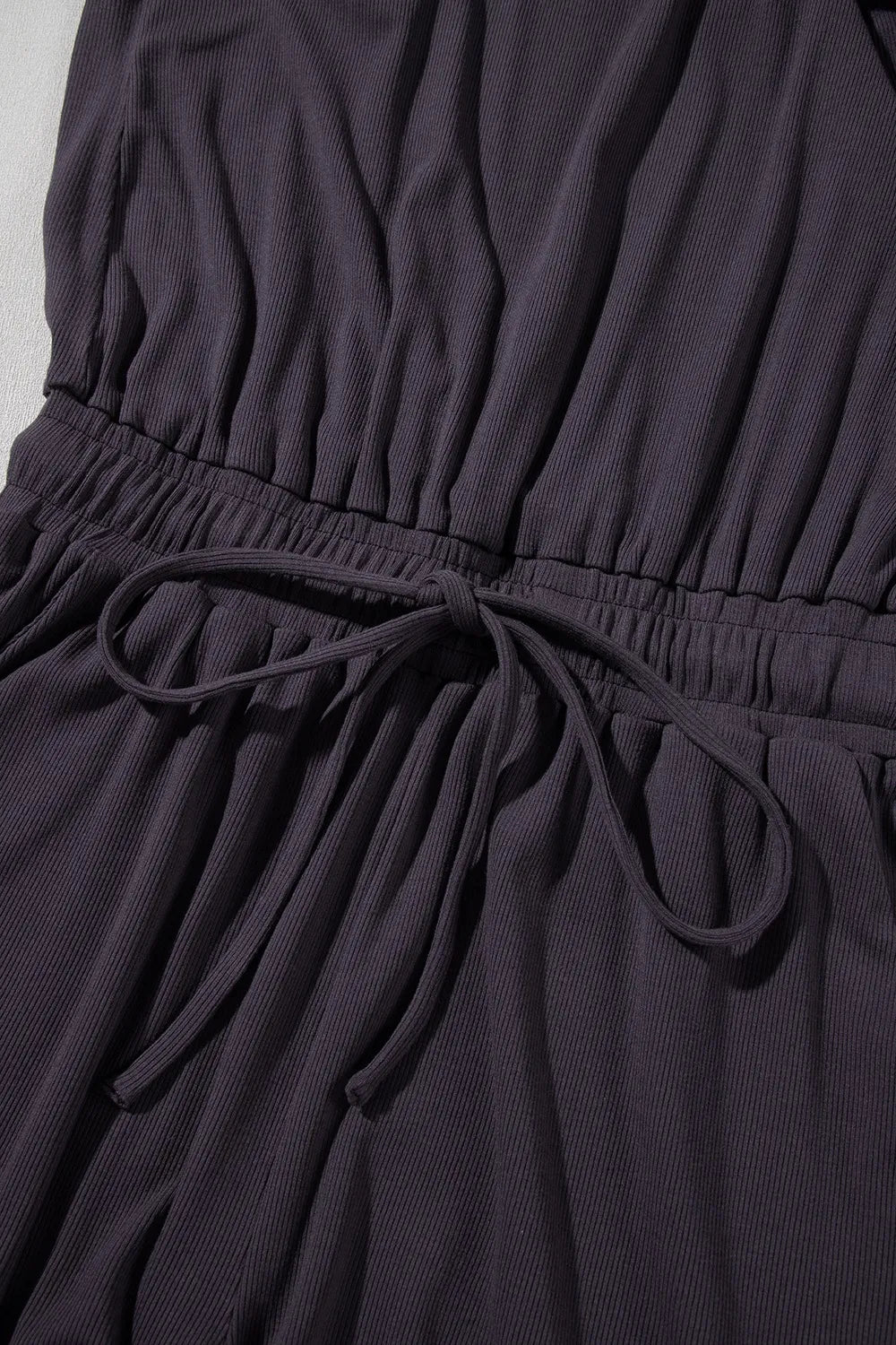 Knit Open Back Cap Sleeve Drawstring Romper - Lilixa.store