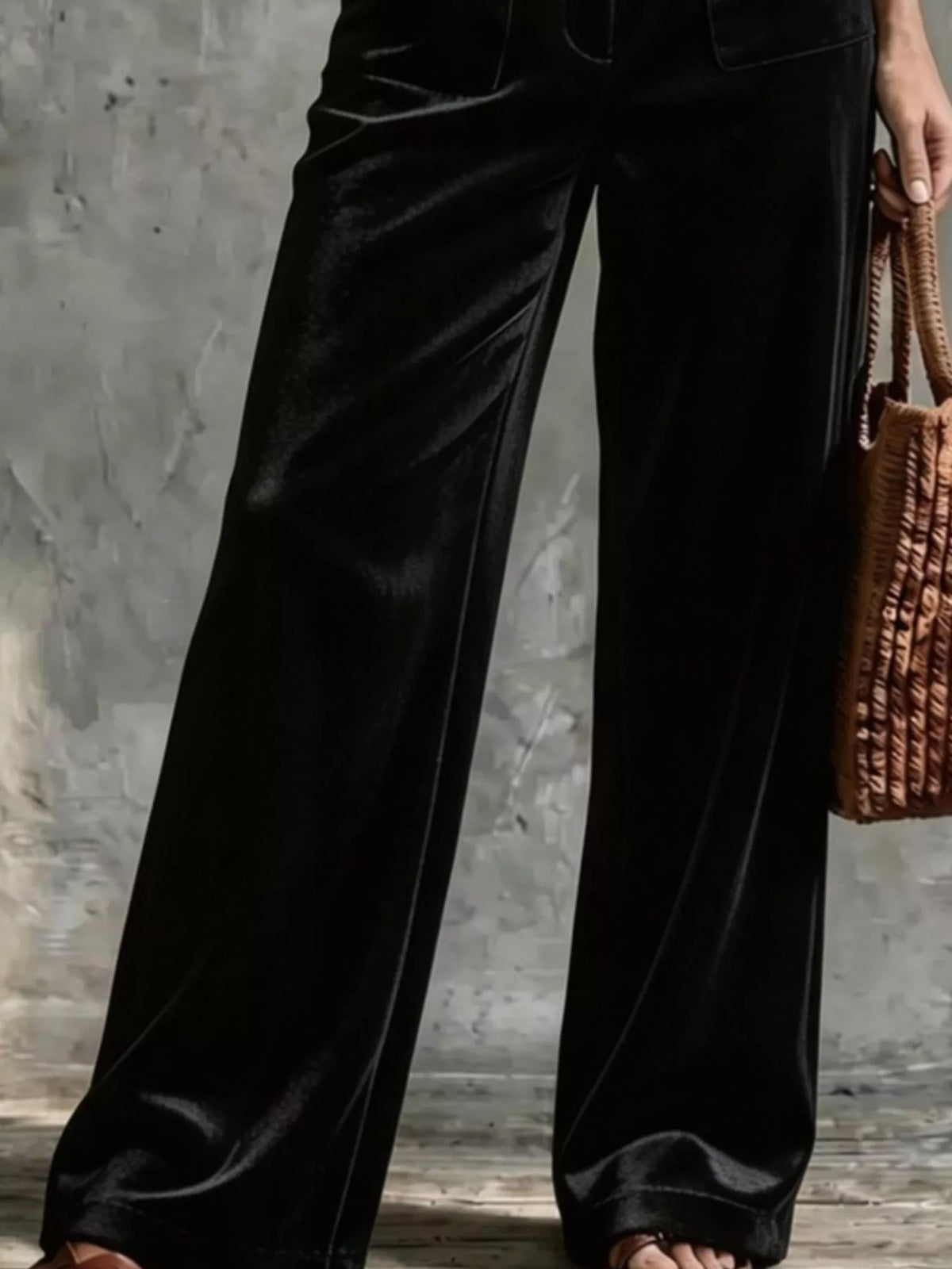 Full Size Velvet Wide-Leg Pants Plus Size