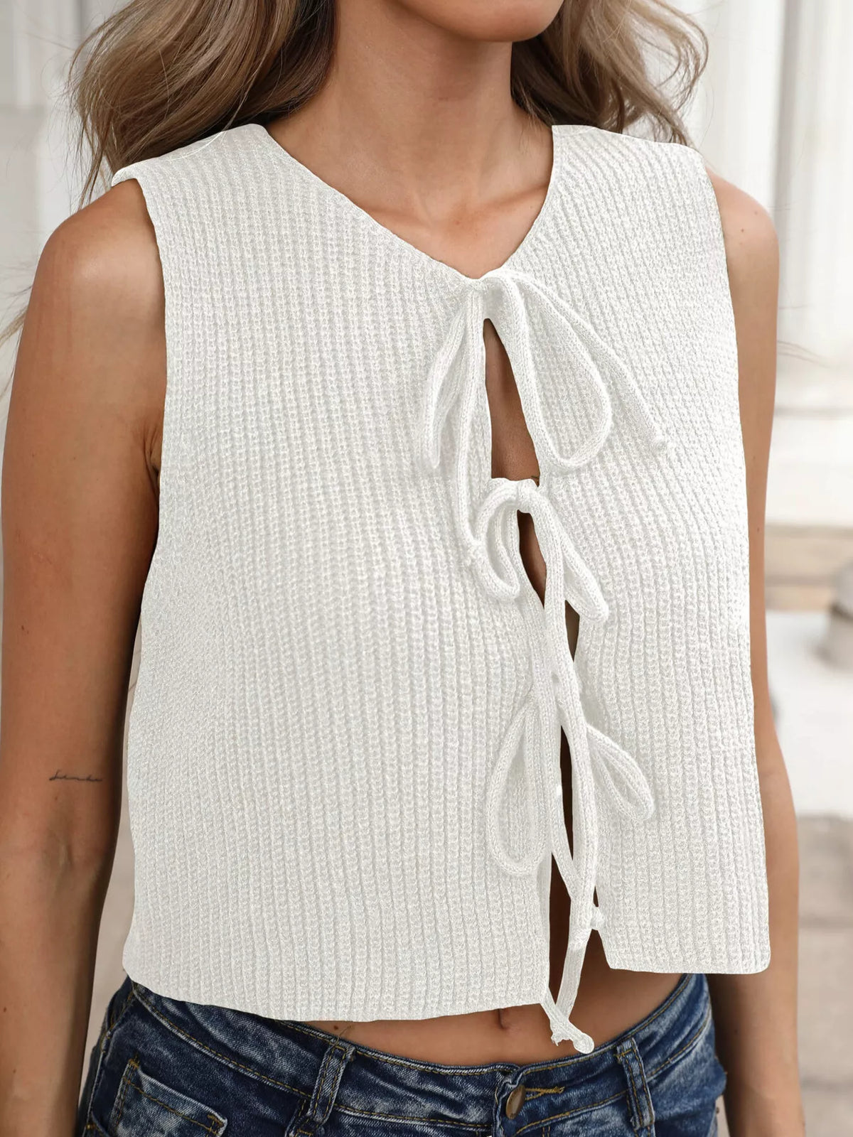 Tie-Front Sweater Tank