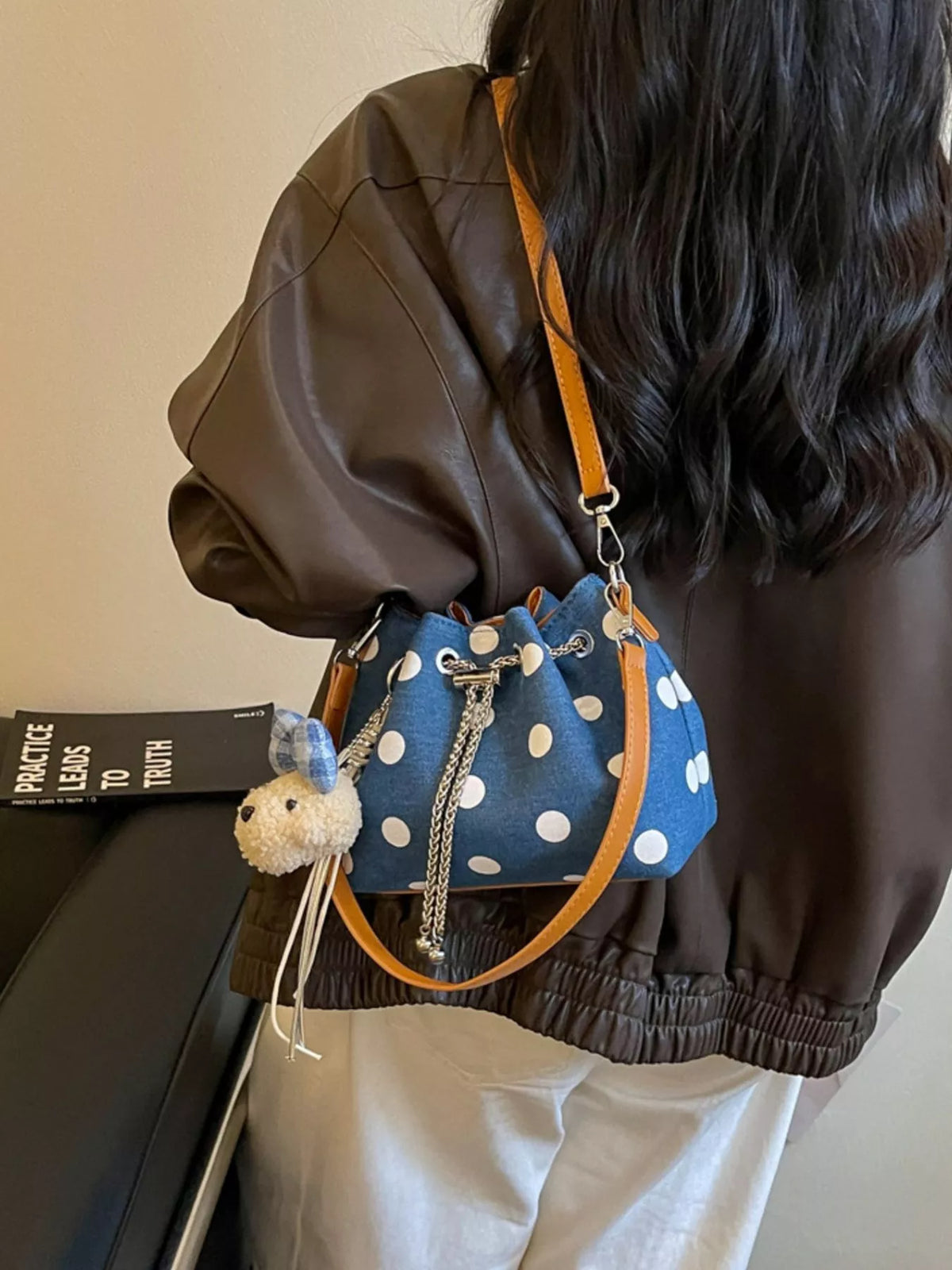 Polka Dot Bucket Crossbody Bag