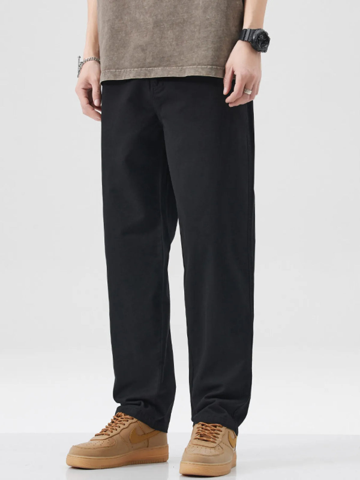 Men's Full Size Relaxed Fit Pants Plus Size in Black