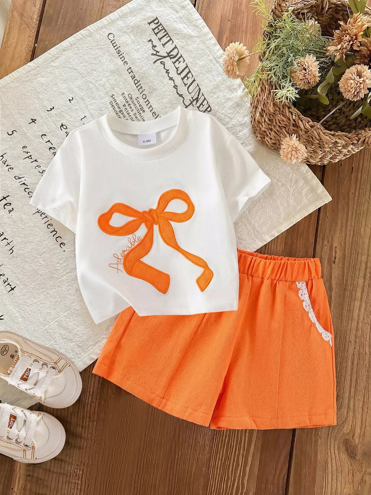 Children's Bow Round Neck Top and Shorts Set - Lilixa.store