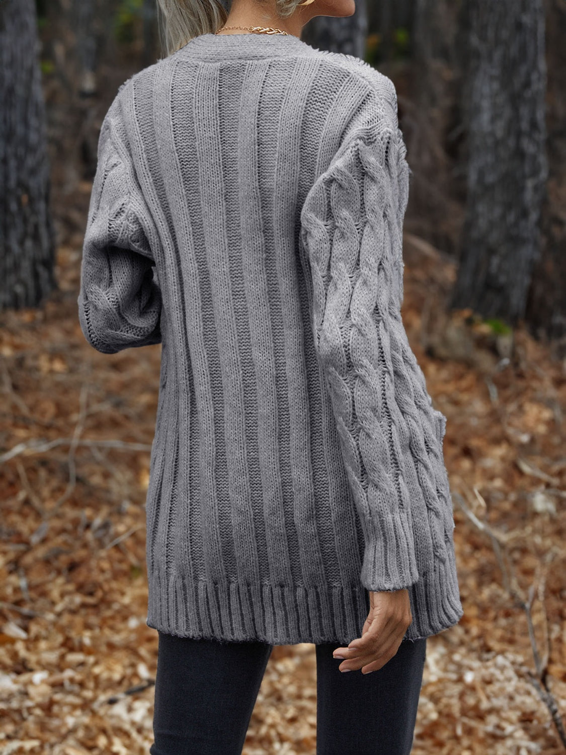Cable-Knit Button Down Cardigan - Lilixa.store