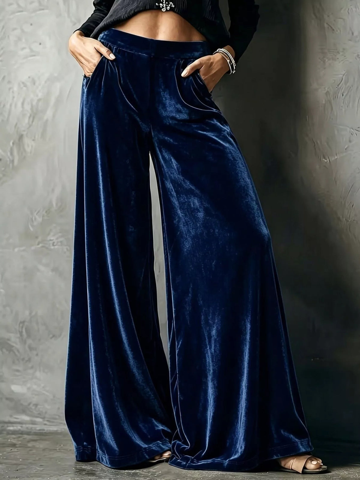 Full Size High-Waisted Wide-Leg Velvet Pants Plus Size - Lilixa.store