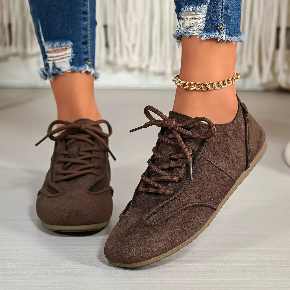 Lace Up Round Toe Sneakers - Lilixa.store