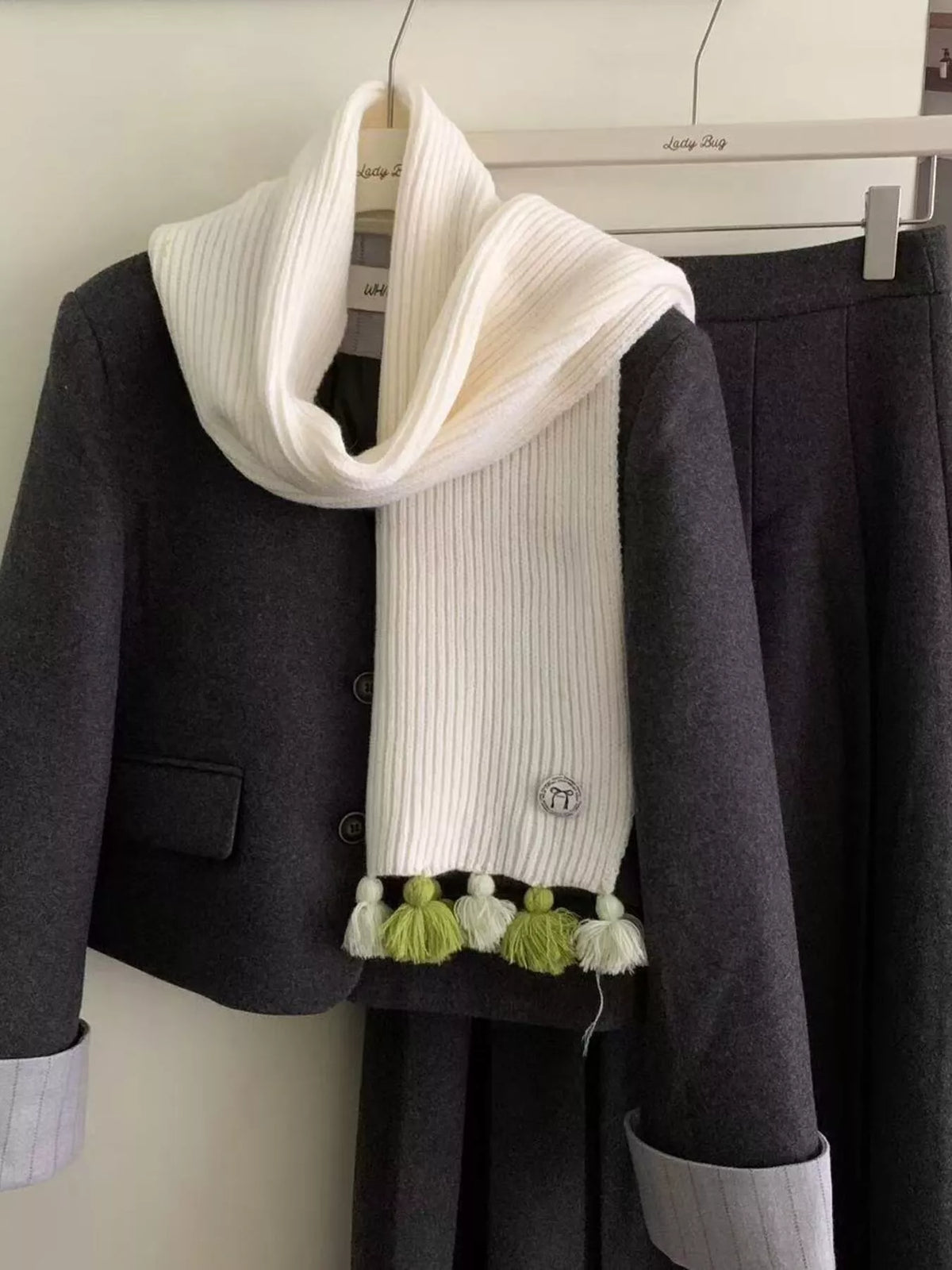 Ribbed Knit Tassel Scarf - Lilixa.store
