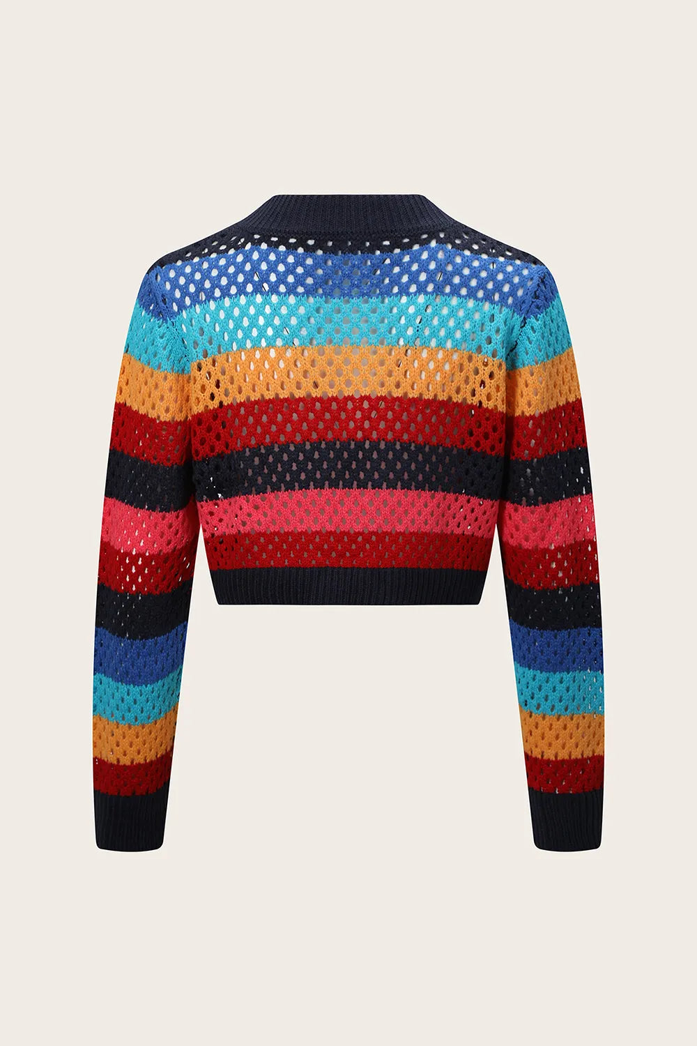 Openwork Color Block Tied Cardigan - Lilixa.store