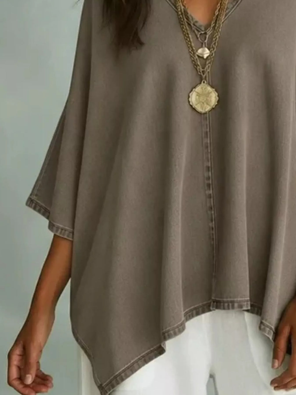 V-Neck Batwing Sleeve T-Shirt - Lilixa.store