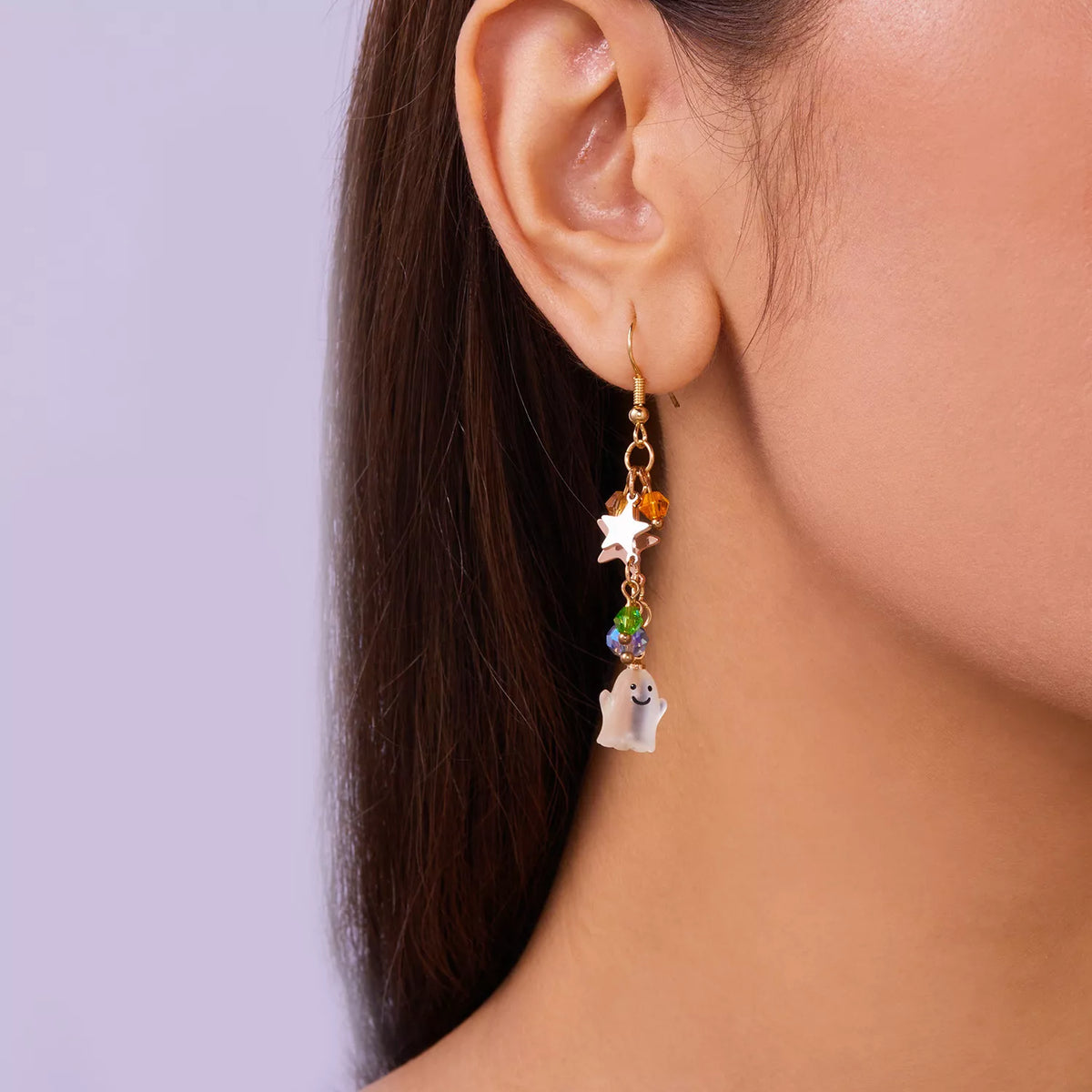 Halloween Asymmetrical Pumpkin Ghost Earrings - Lilixa.store