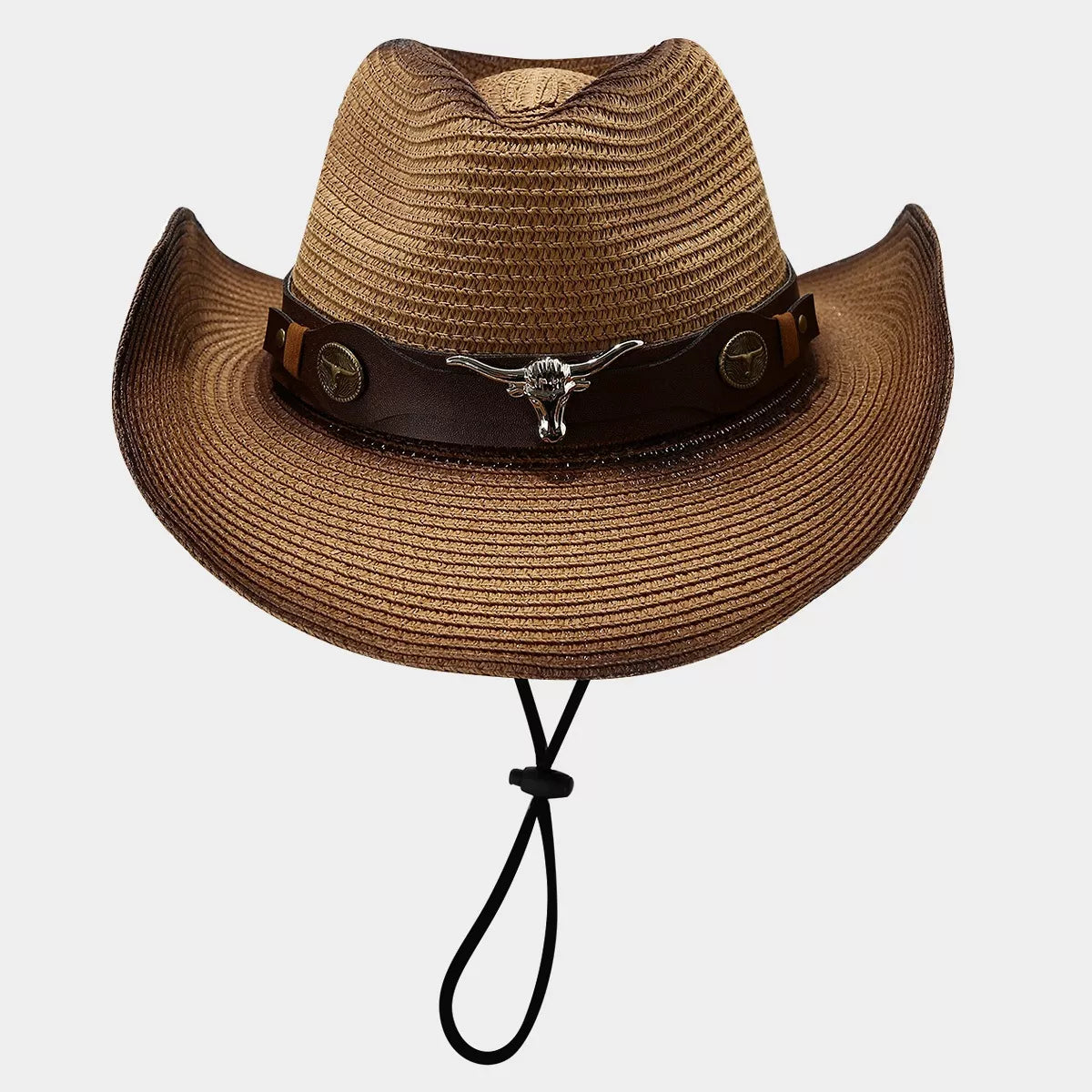 Bull Skull Straw Cowboy Hat in Caramel, view 2