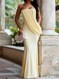 Strapless Draped Maxi Dress - Lilixa.store