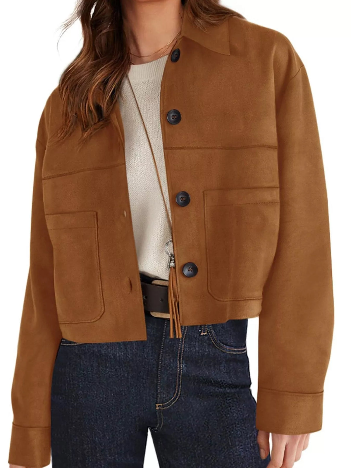 Button-Down Cropped Jacket