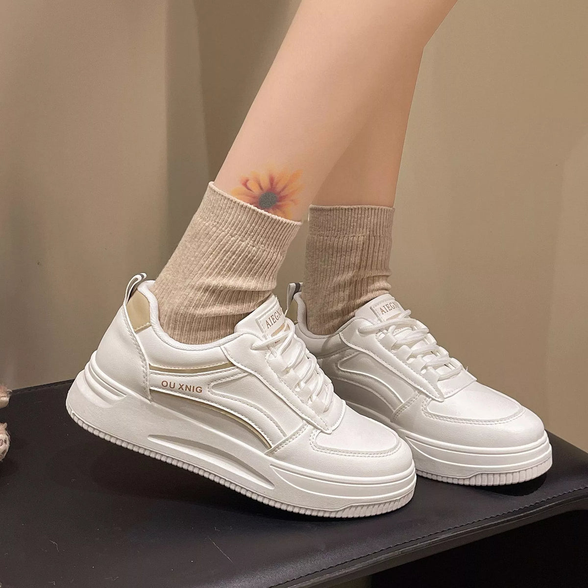 Classic Lace-Up Platform Sneakers - Lilixa.store