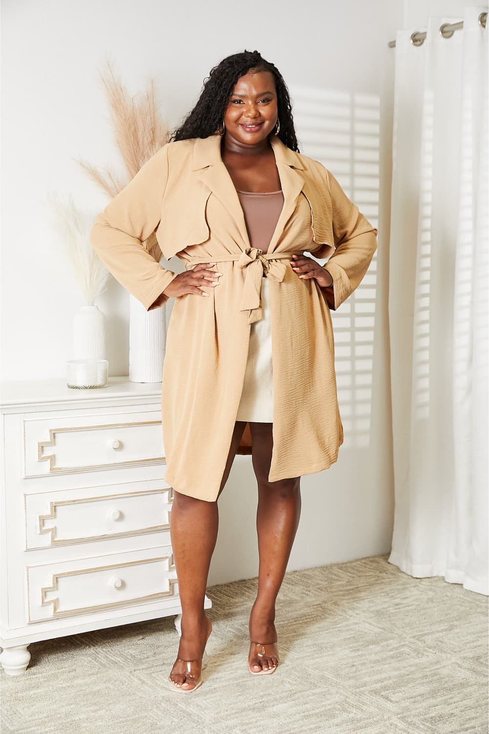 Culture Code Full Size Tied Trench Coat with Pockets - Lilixa.store