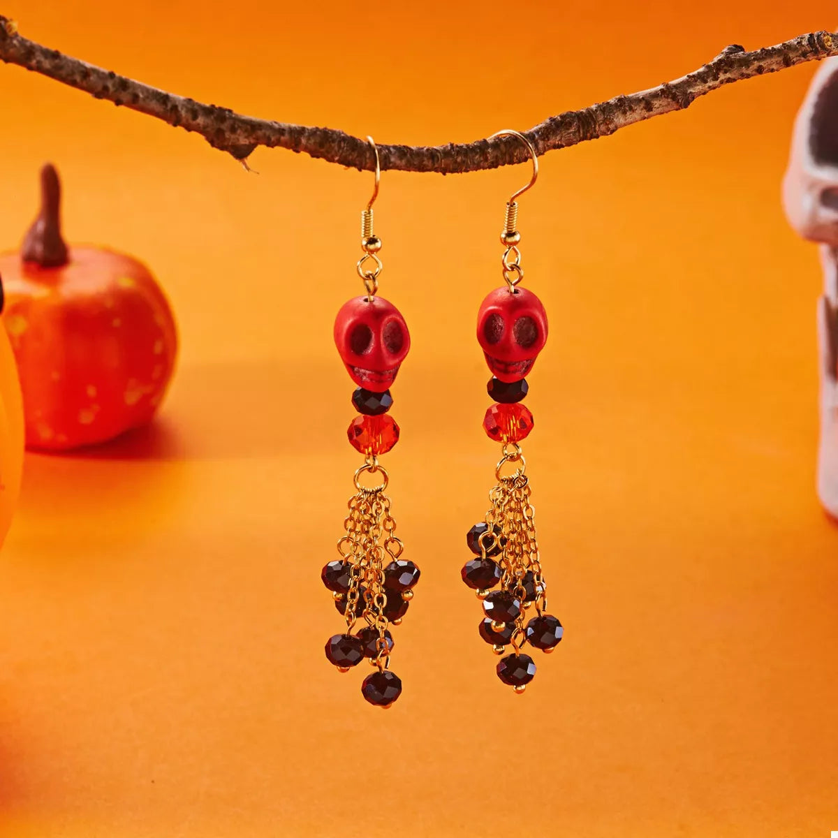 Halloween Skull Beaded Drop Earrings - Lilixa.store