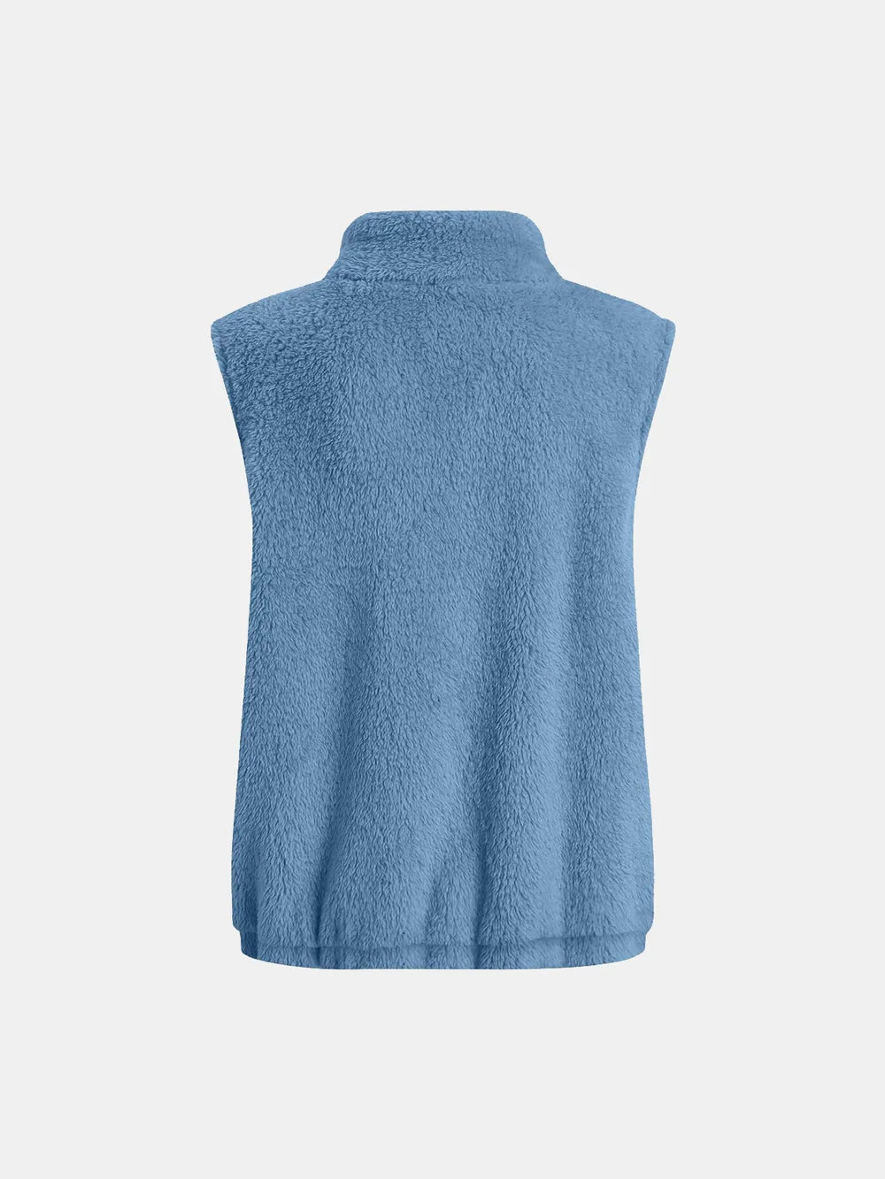 Full Size Fuzzy Zip Up Vest Coat with Pockets, view 12