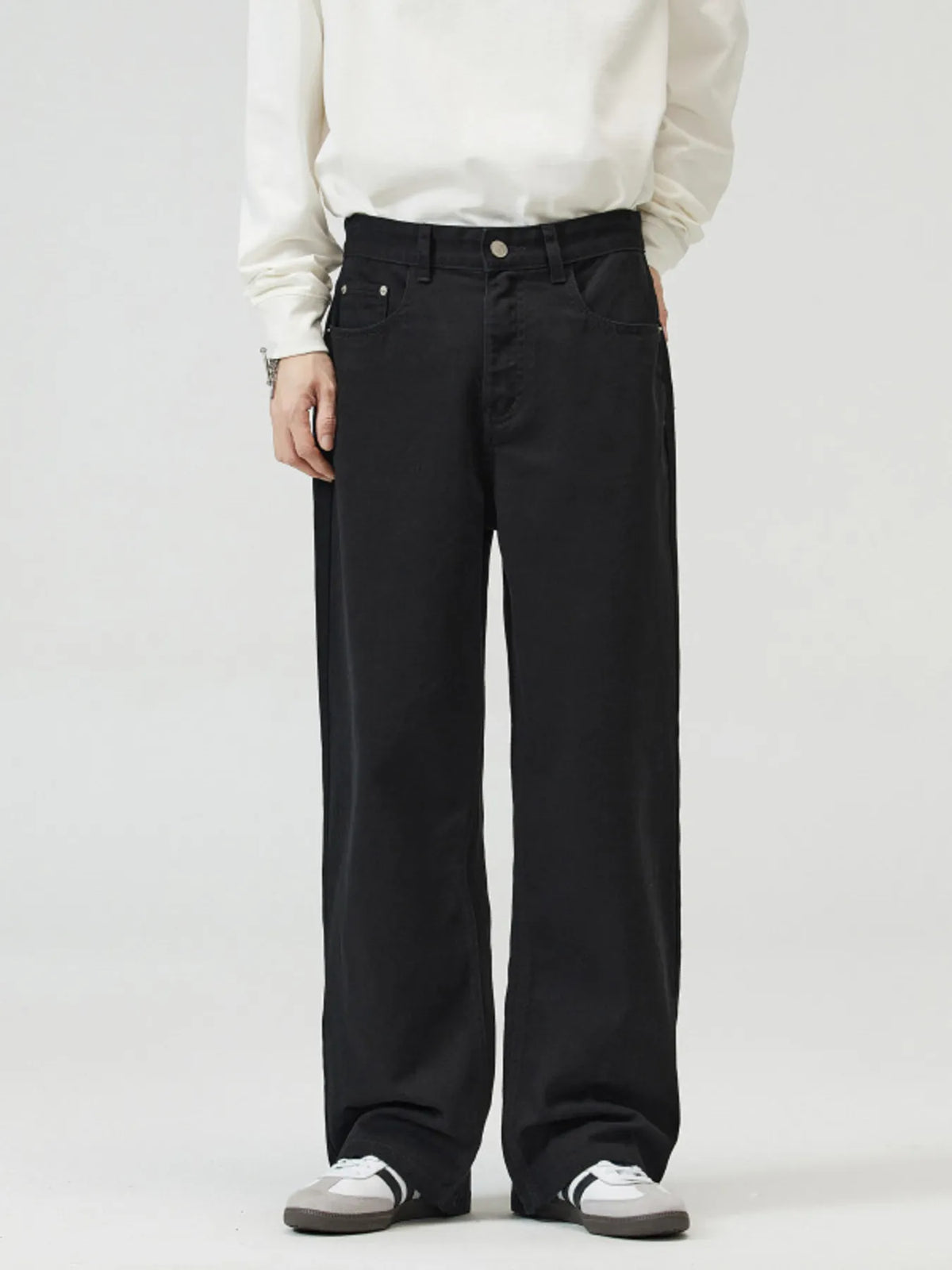 Men's Full Size Wide-Leg Pants Plus Size in Black