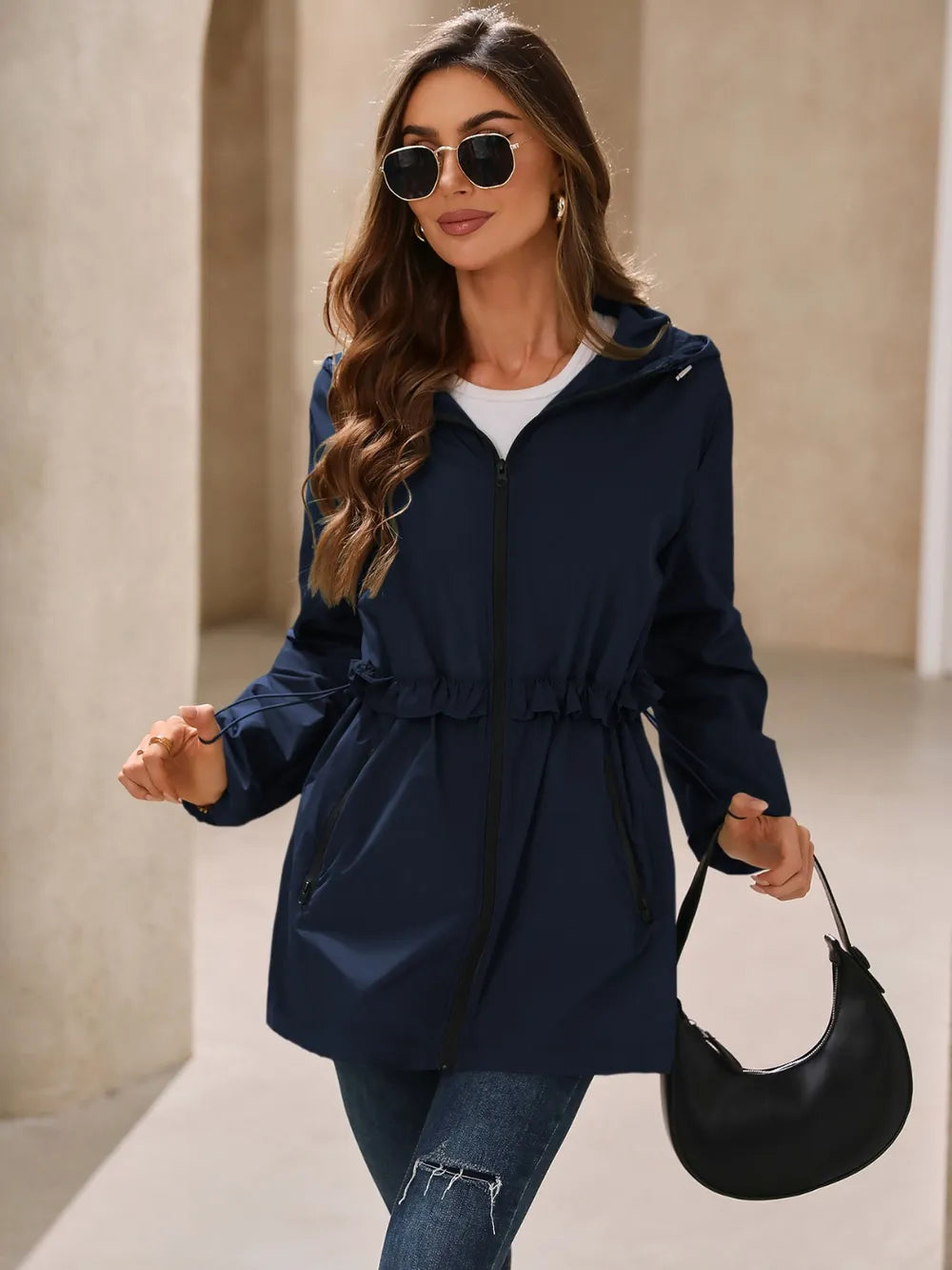 Ivy Lane Outdoor Waterproof Long Sleeve Hooded Windbreaker, view 4