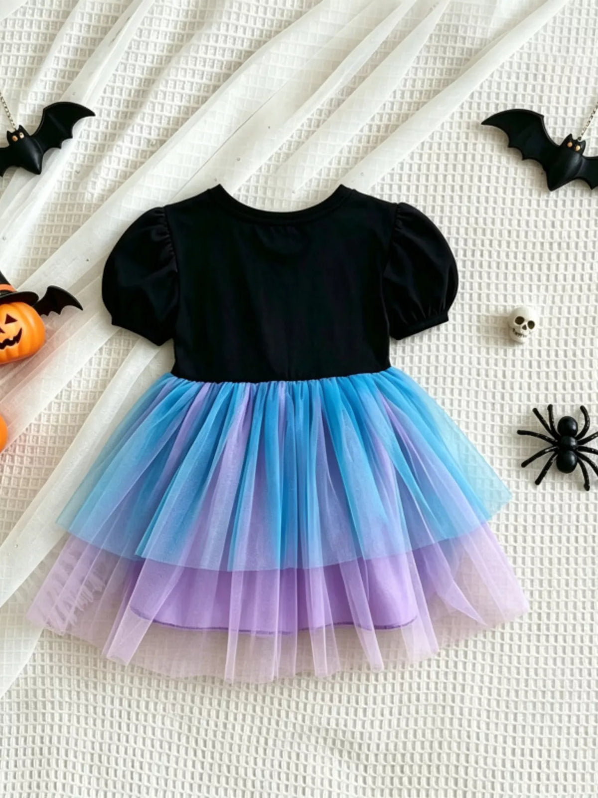 Children's Halloween Skeleton Graphic Tulle Tutu Dress - Lilixa.store